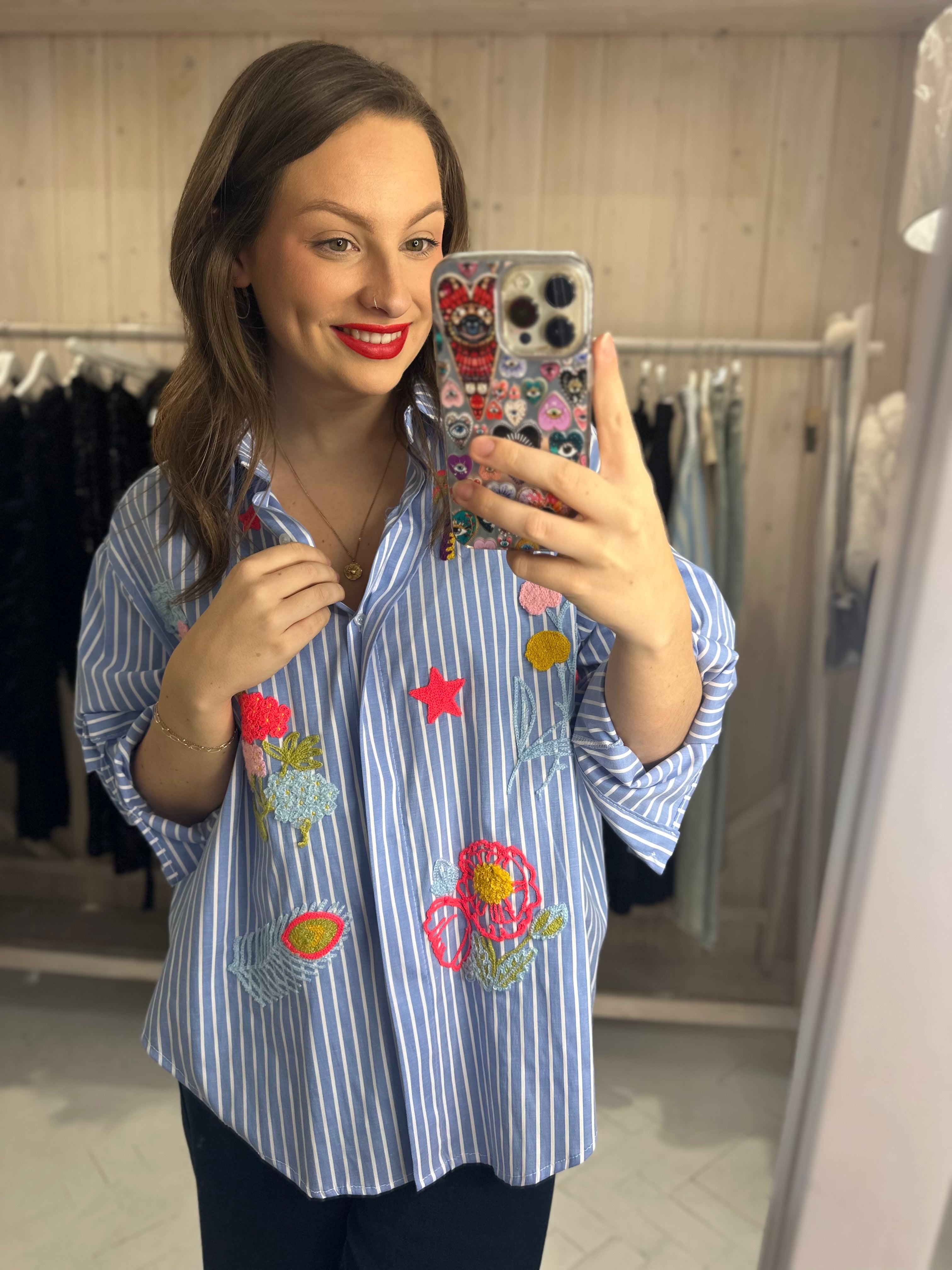 Esme Embroidered stripe shirt