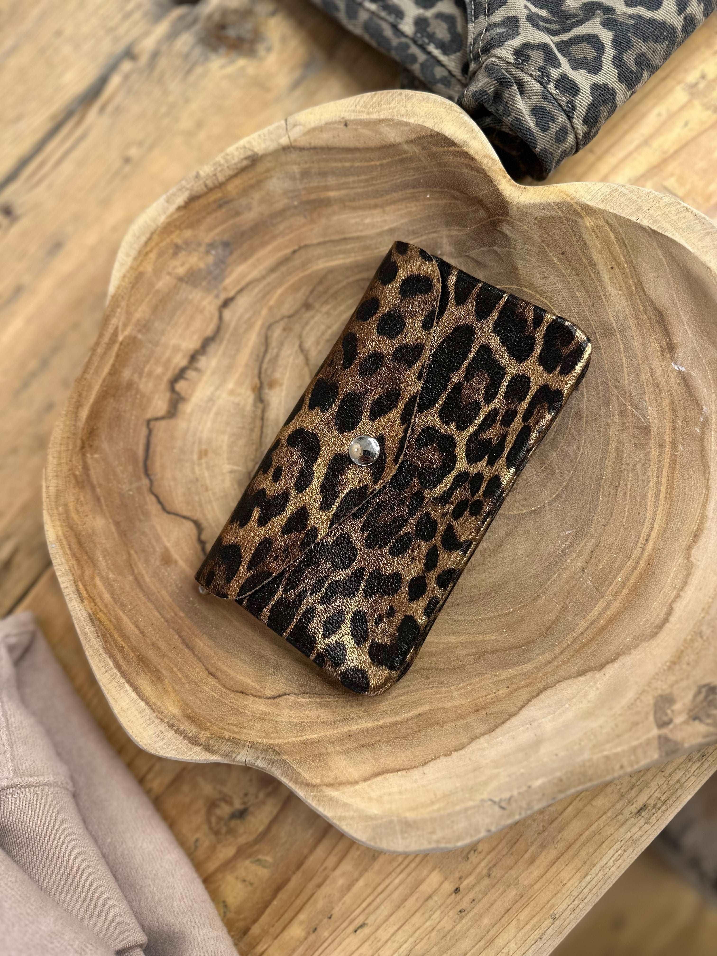 Metallic Leopard Large Purse