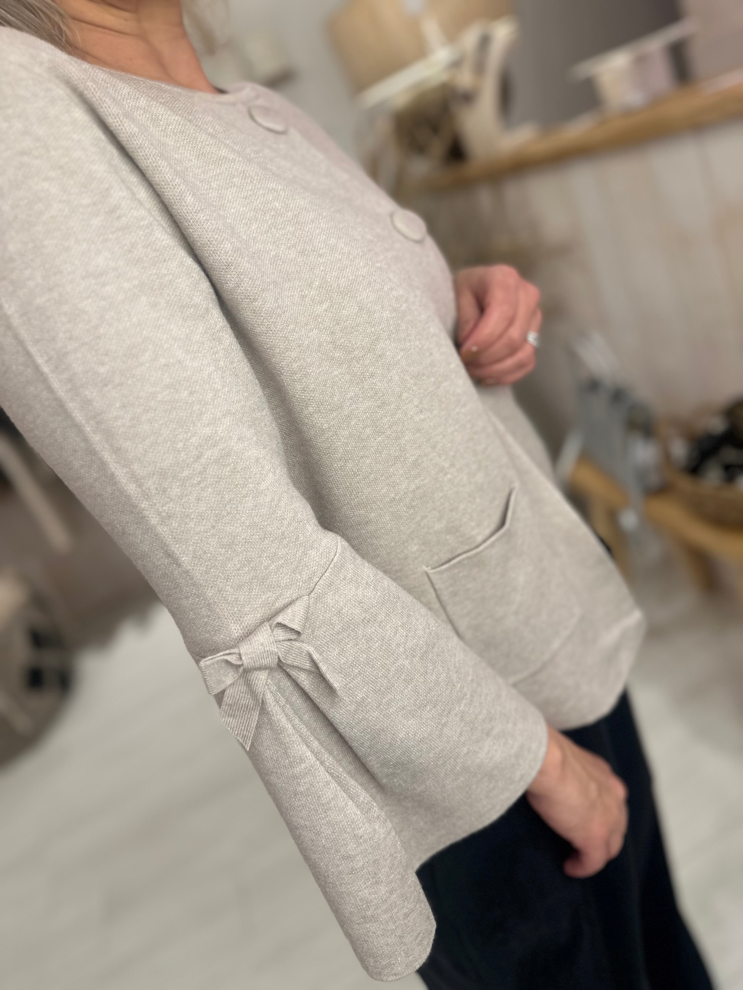 Elsie Bow Button Front Knit