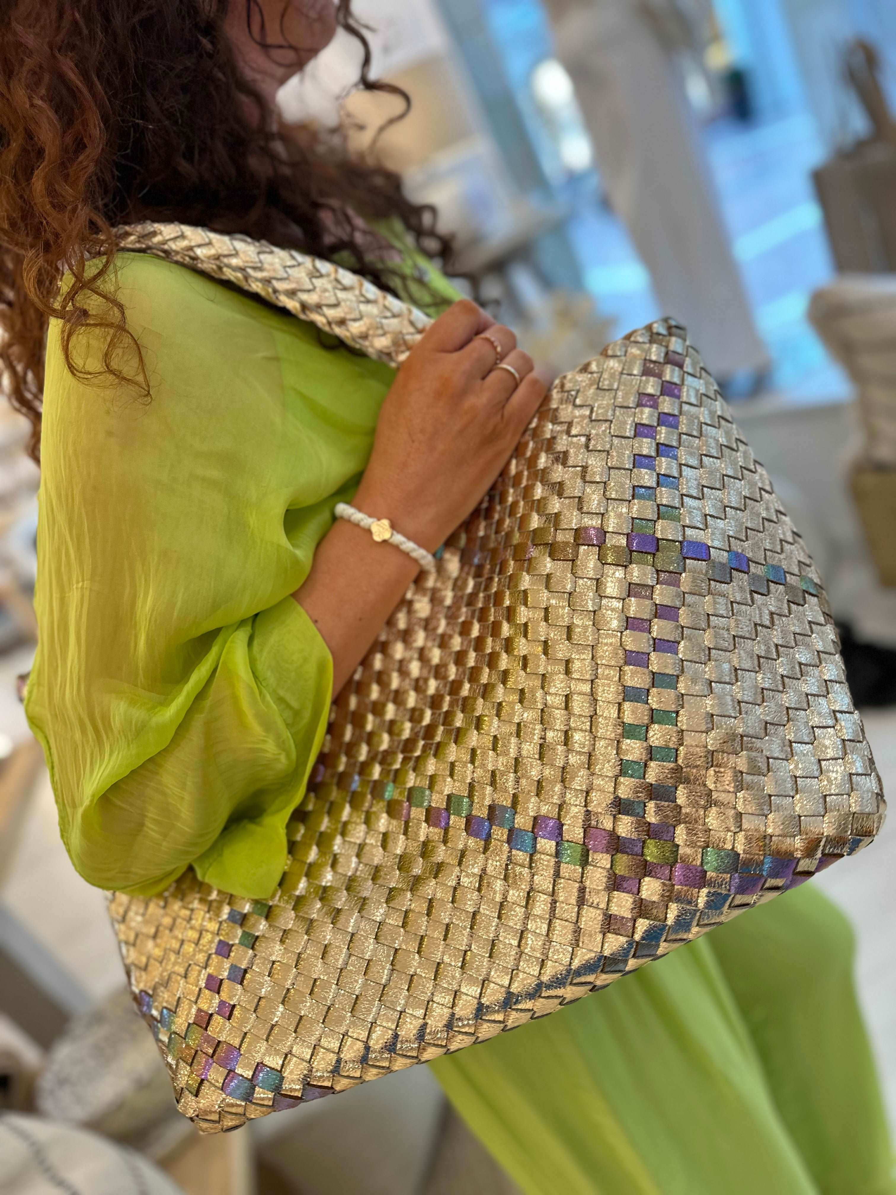 Metallic Weave Handbag