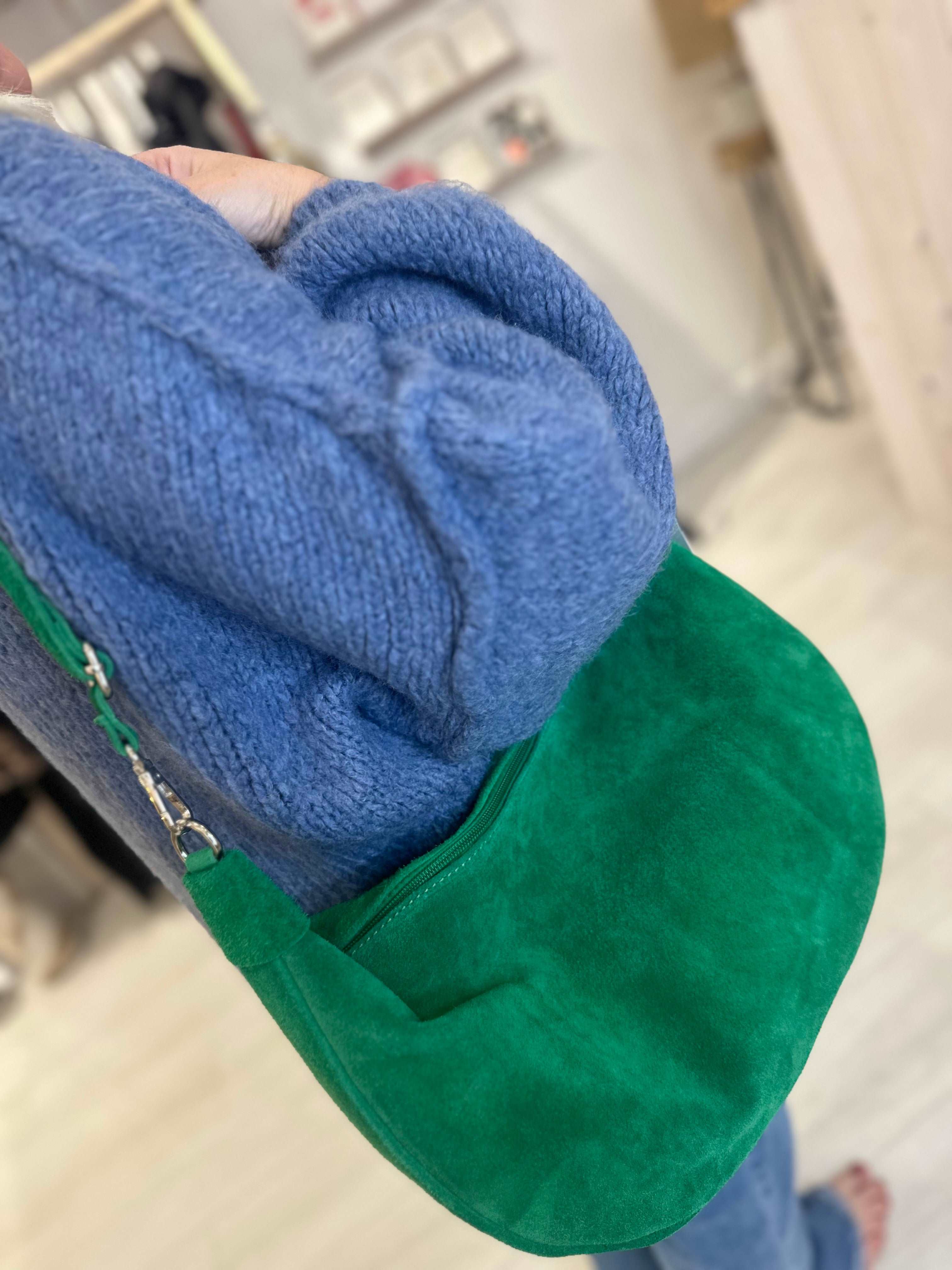Green Suede Crossbody Bag