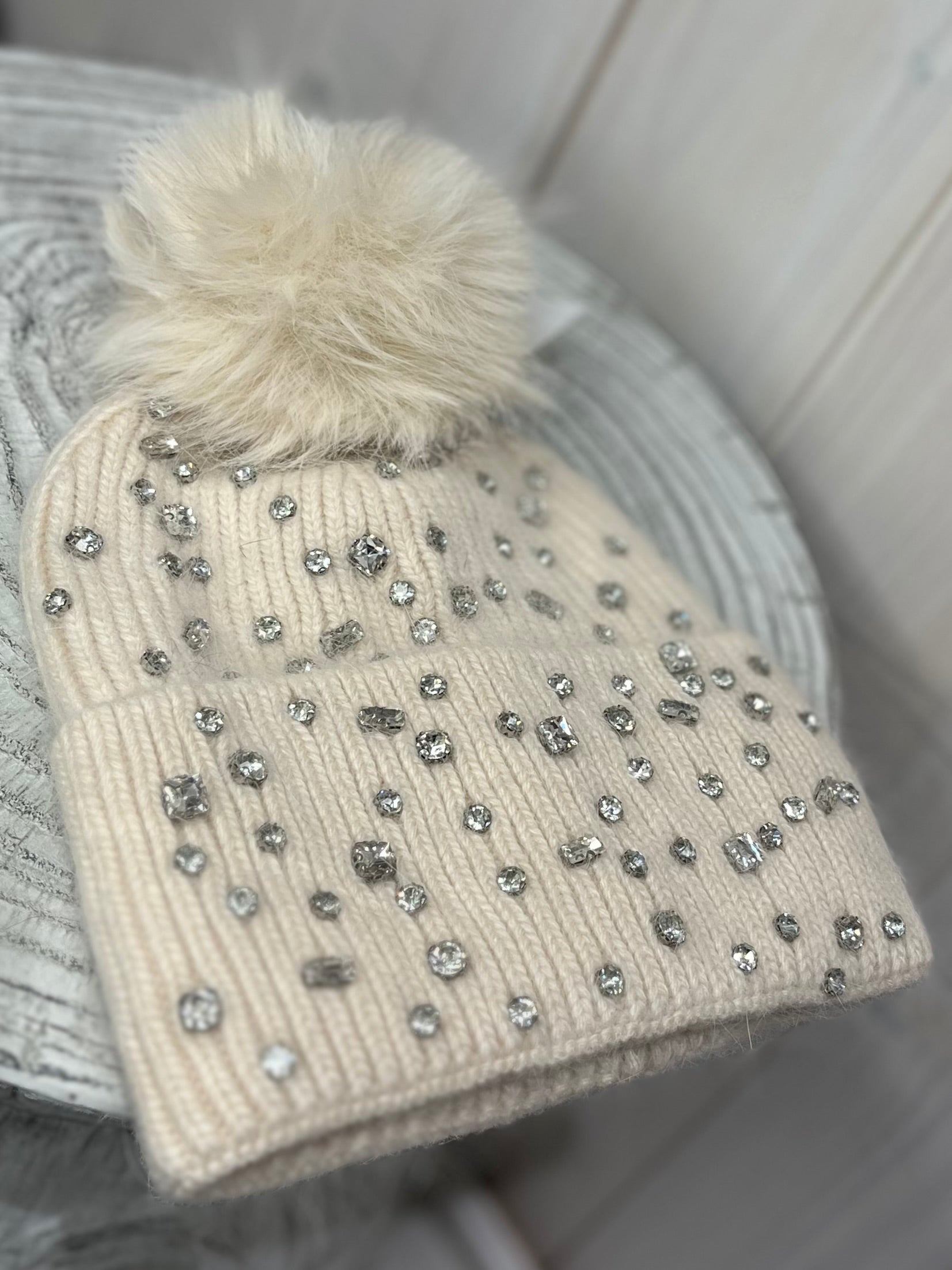 Jewelled Cream Hat