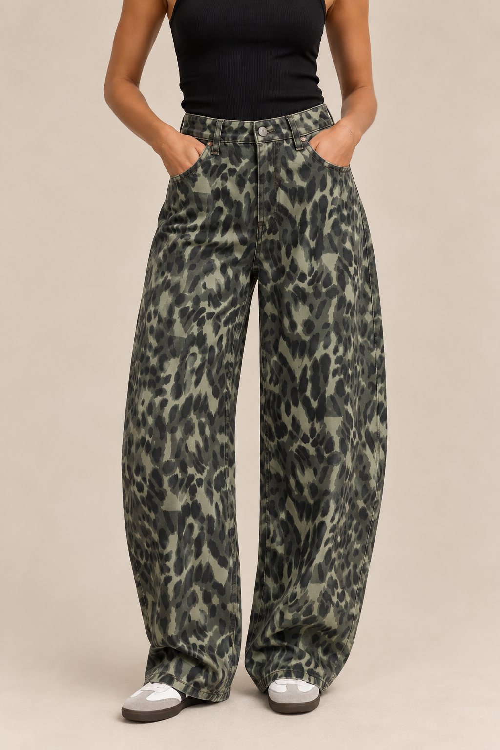 Ellis Leopard Barrel Jeans