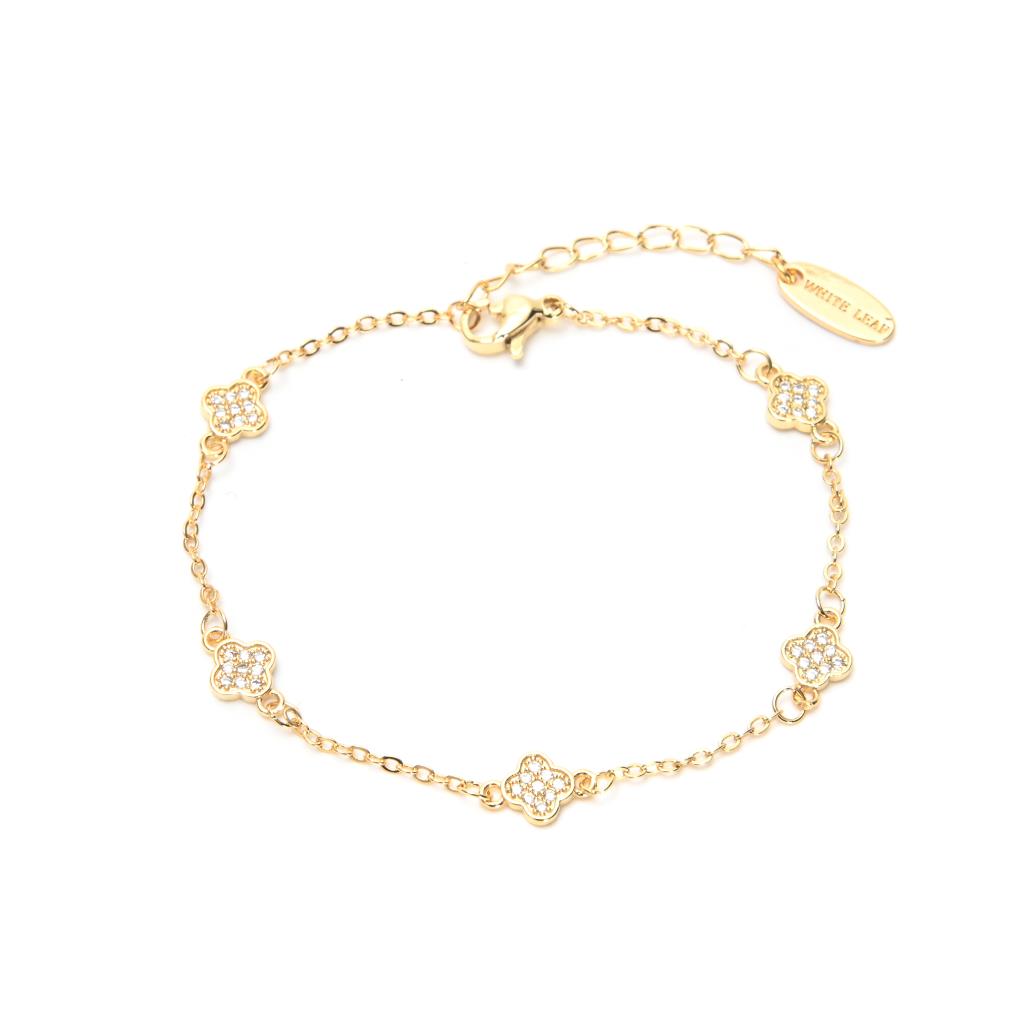 Mini Clovers Drop Bracelet - Gold