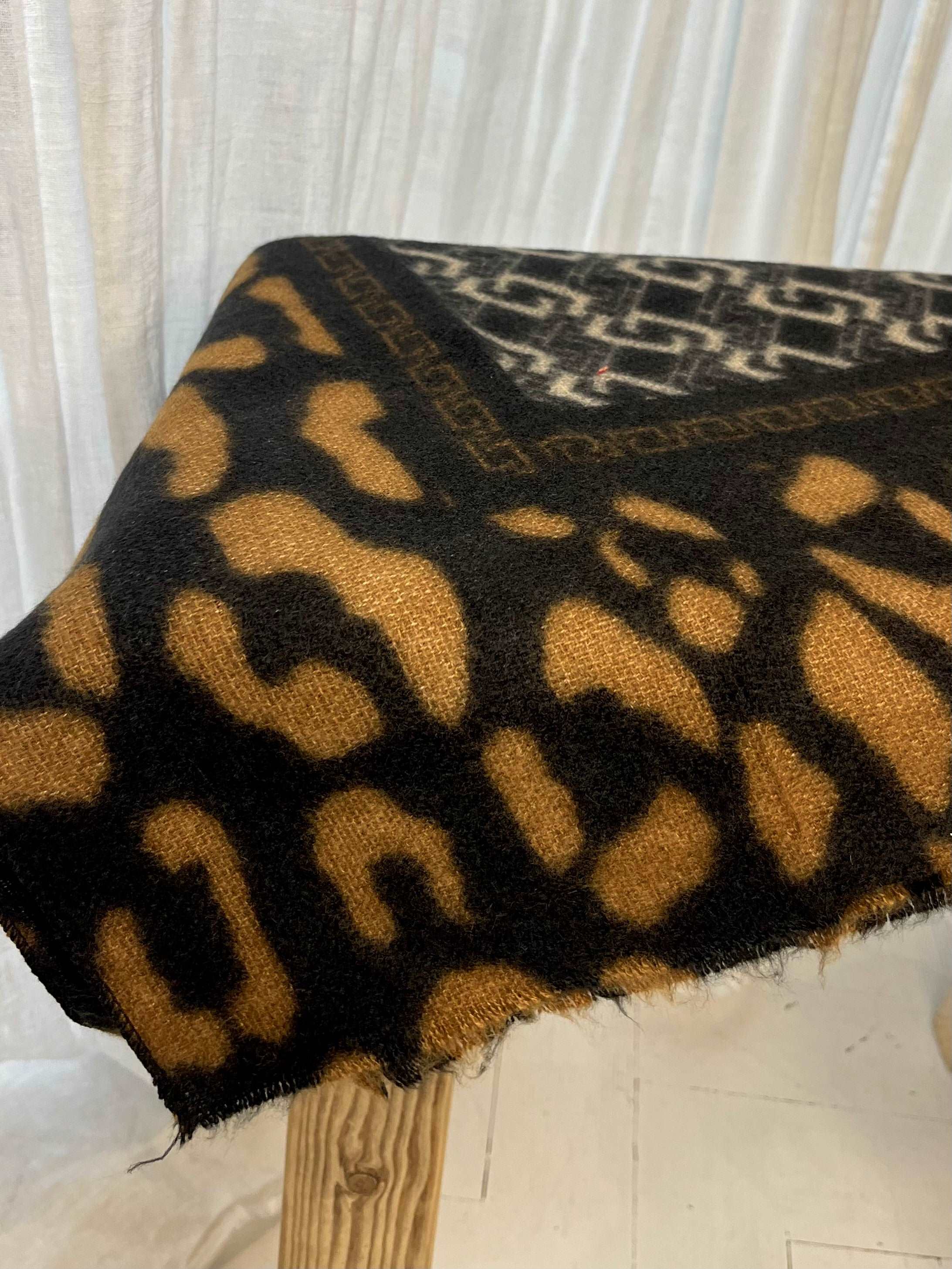 Black and Camel Leopard Aztec Scarf