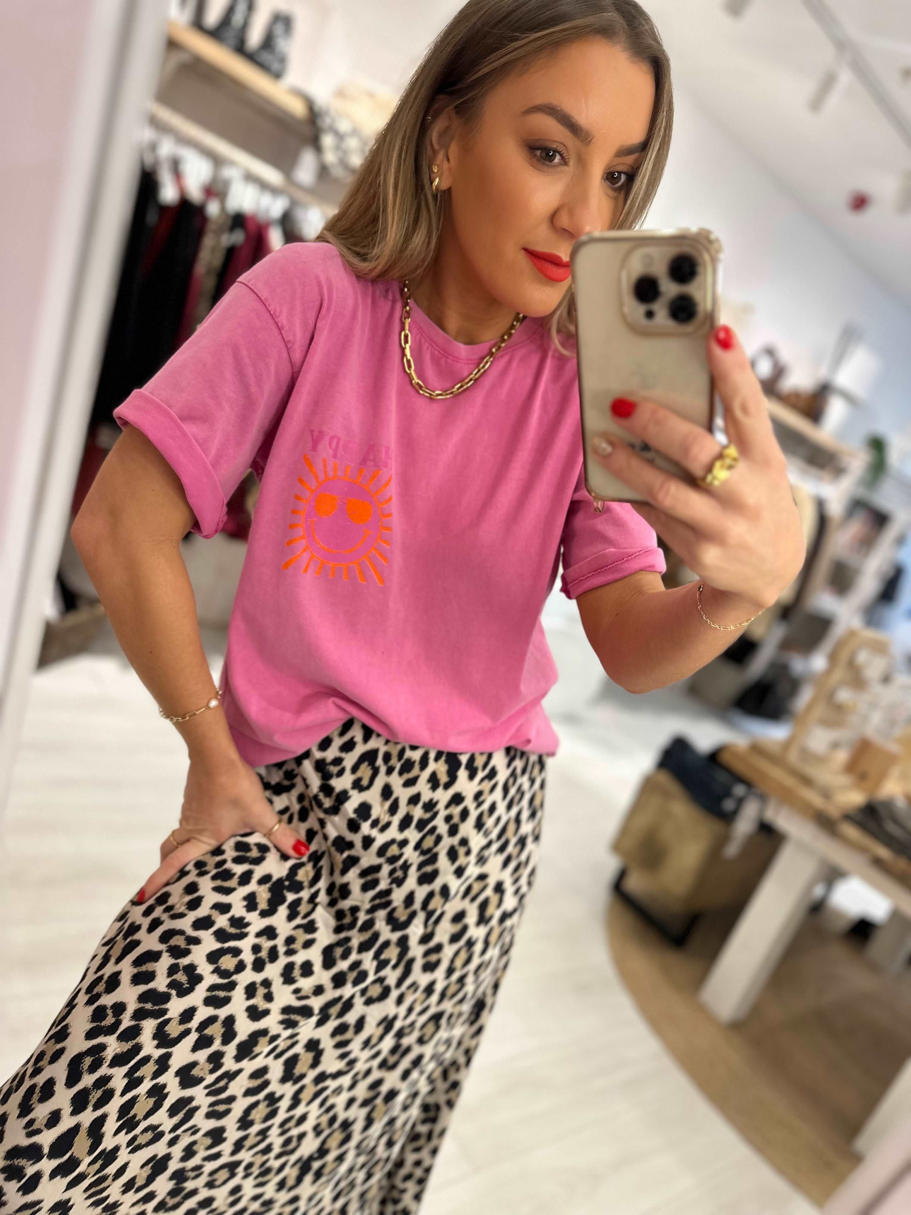 Acid Wash Happy T-Shirt