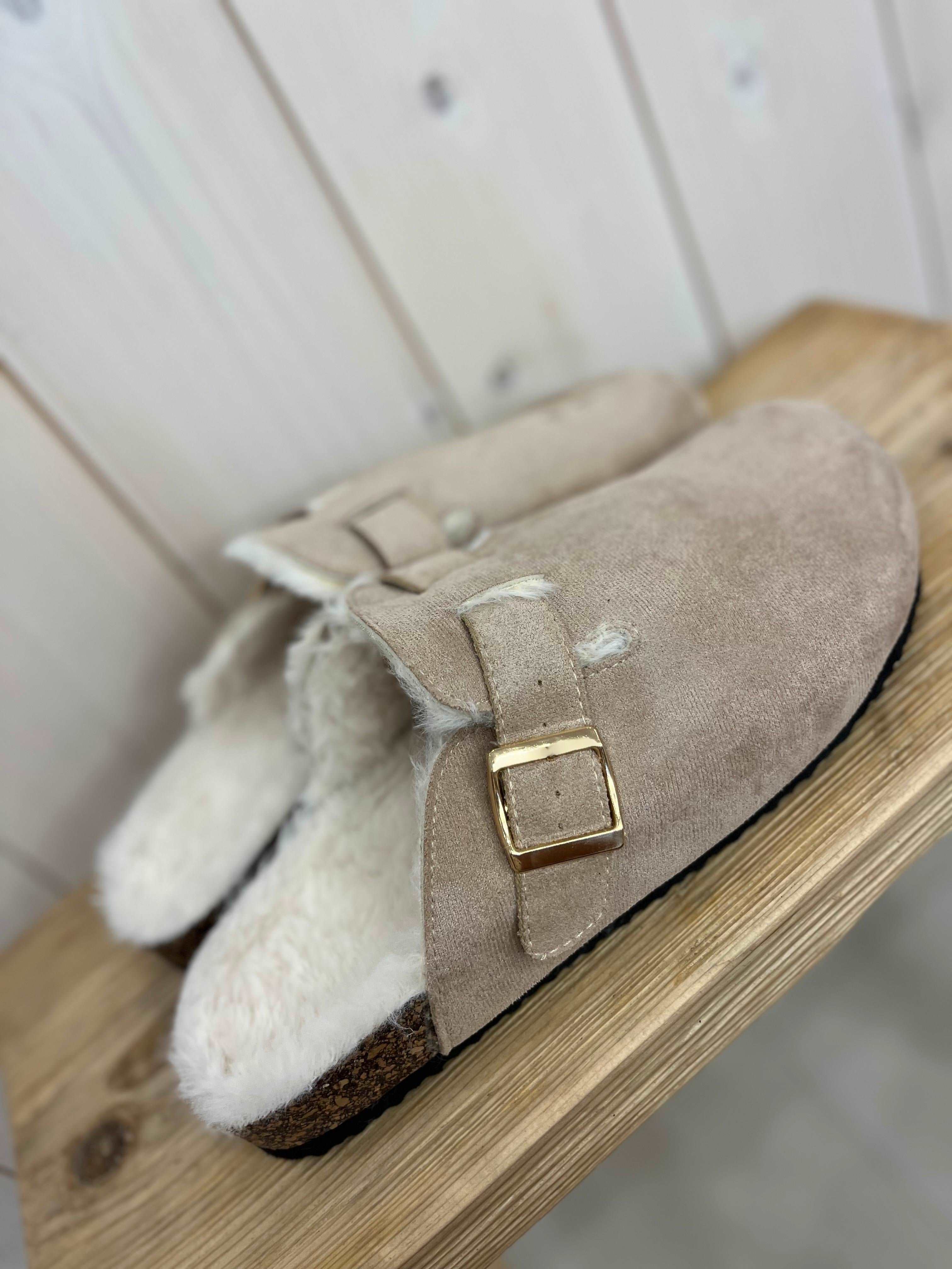 Fur Lined Buckle Mules