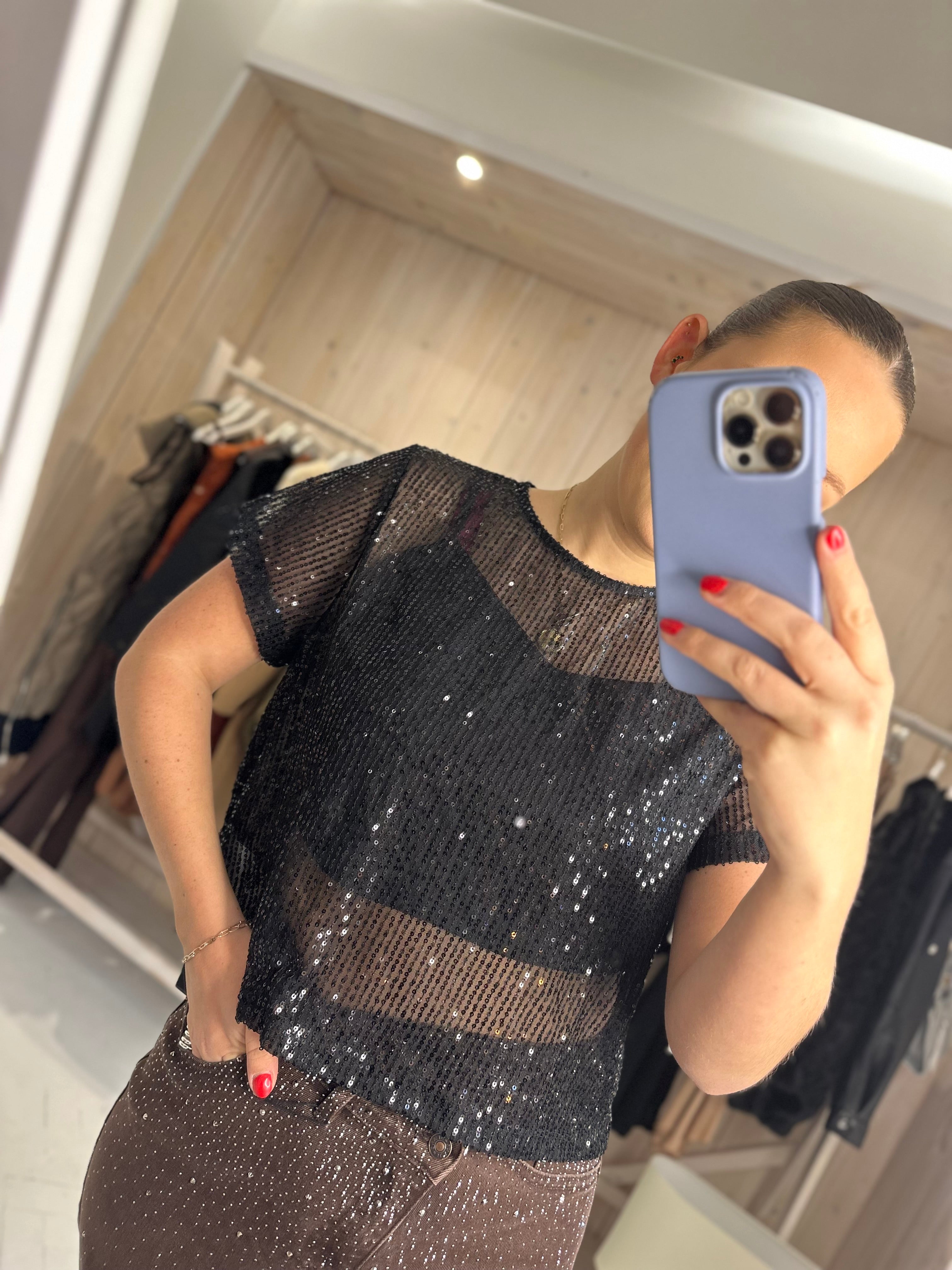 Lola Sequin Mesh Tee