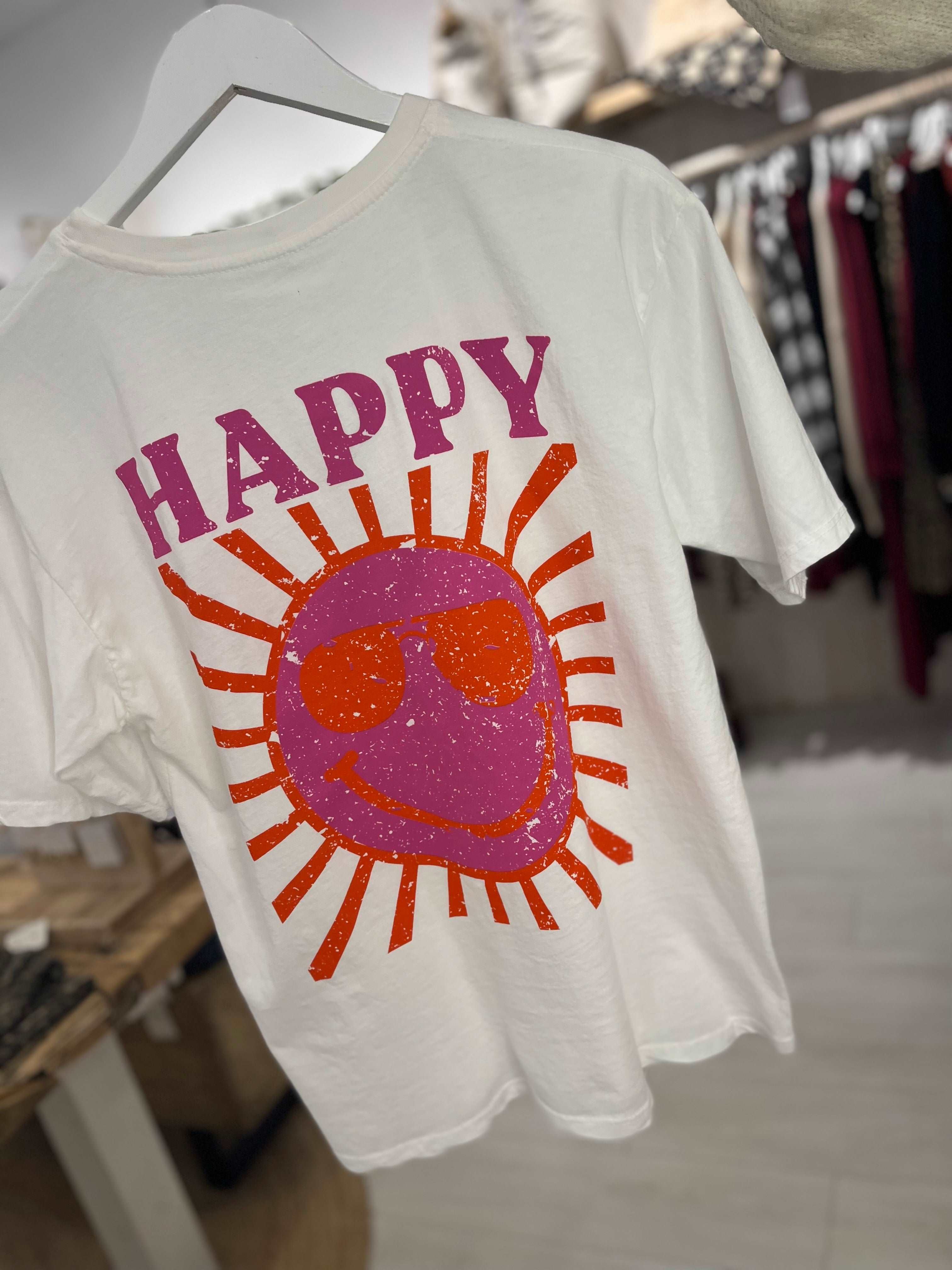 Acid Wash Happy T-Shirt