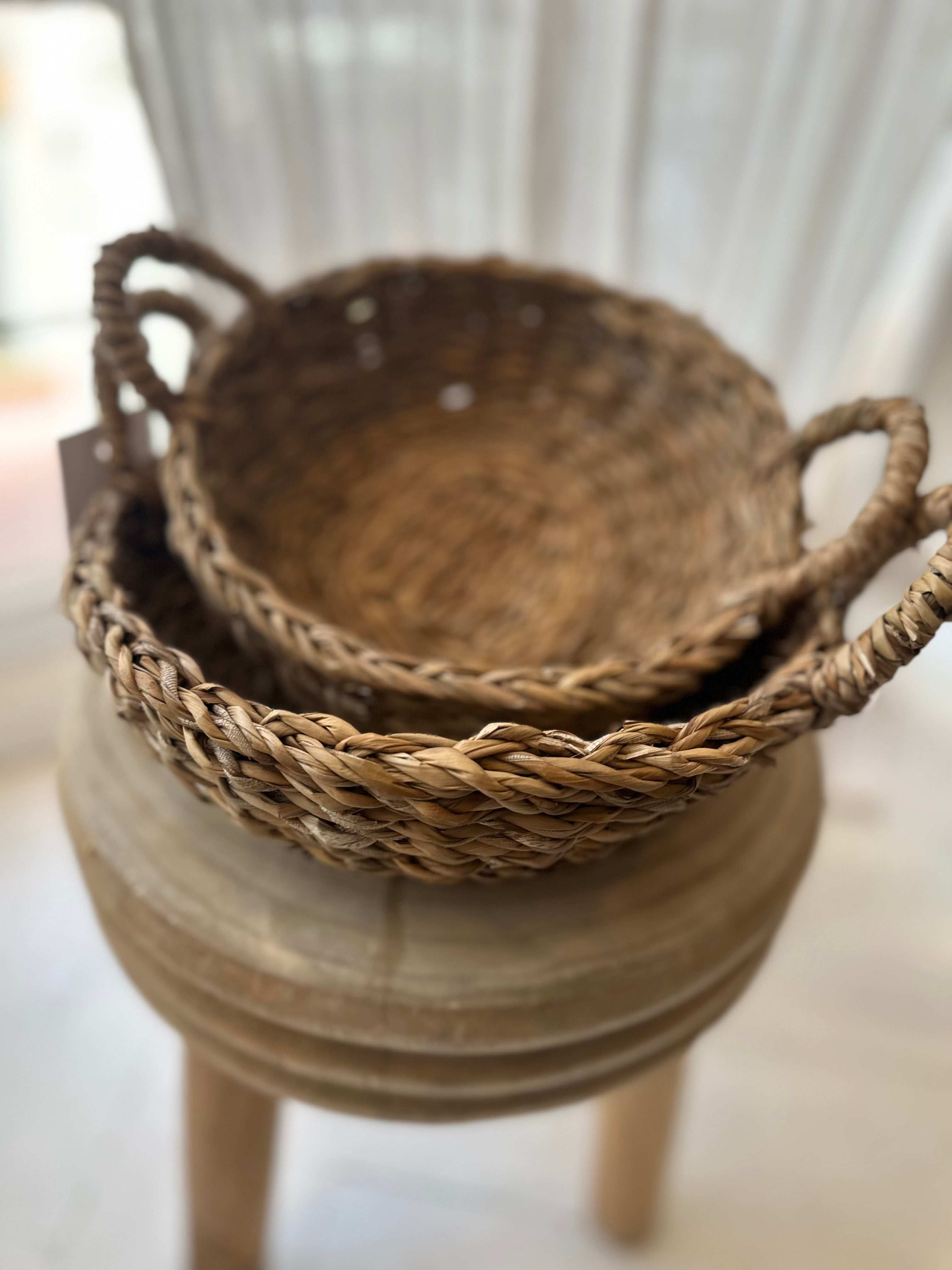 Hogla Round Bowl Baskets with handles set of Two