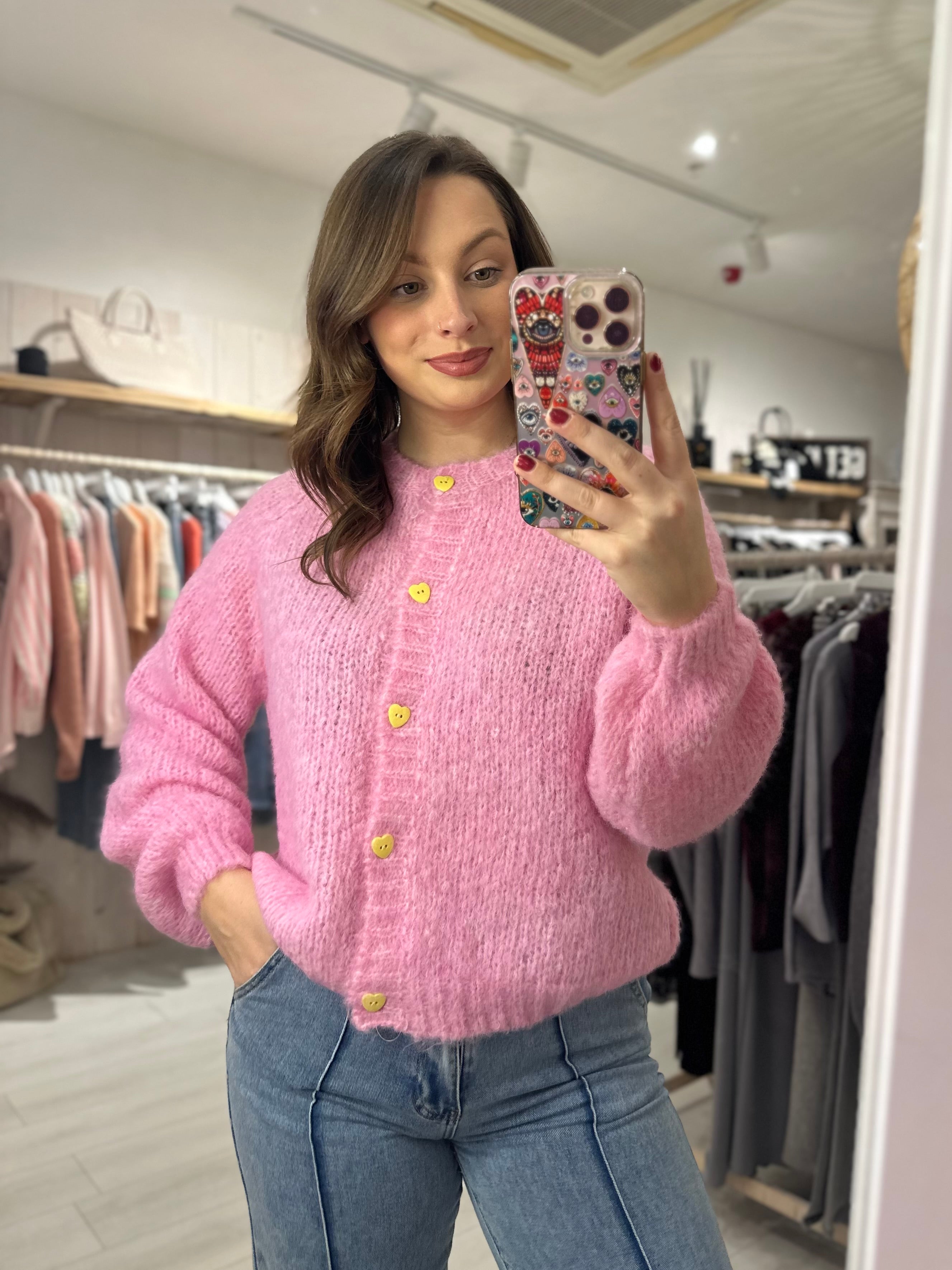 Rosalie Heart Button Cardigan