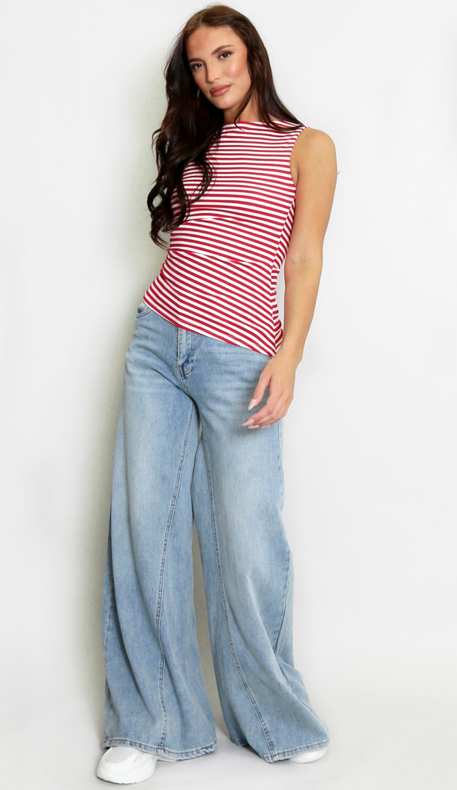 Emery Striped Asymmetric Top