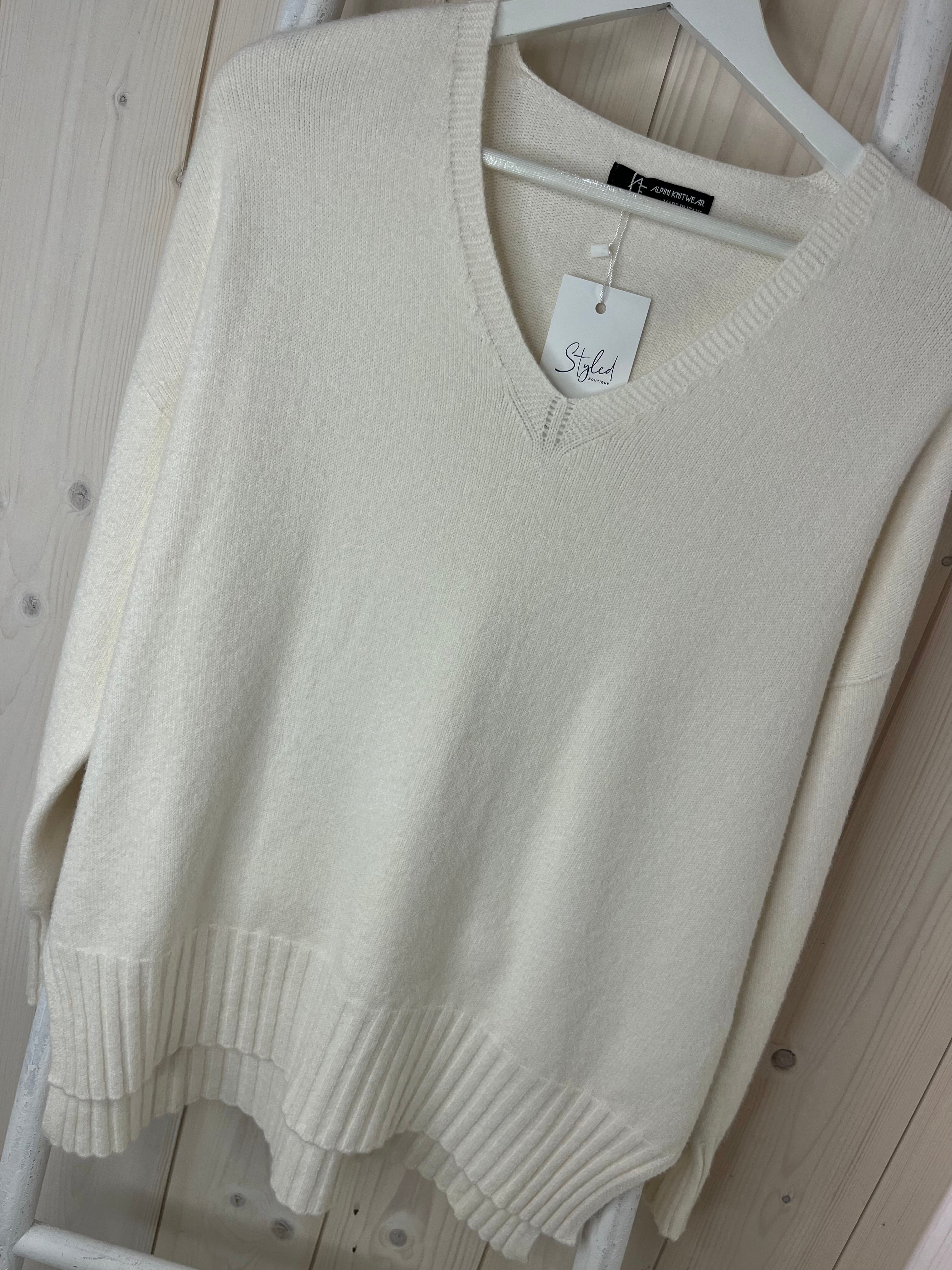 Ribbed Edge V-neck Knit