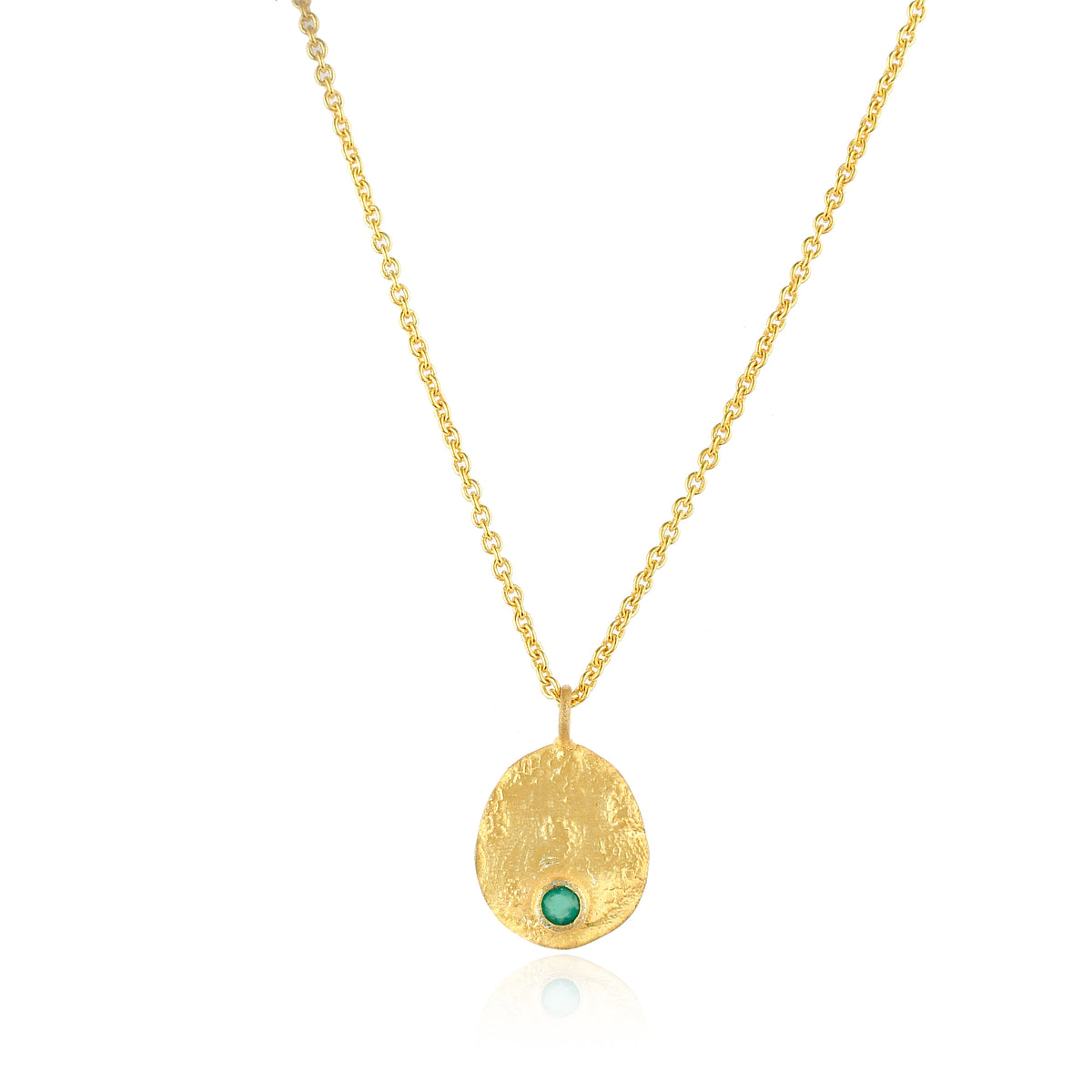 Disc Drop Necklace with Green Onyx