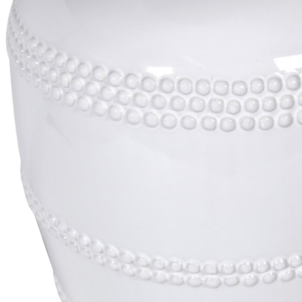 White Beaded Table Lamp with Linen Shade