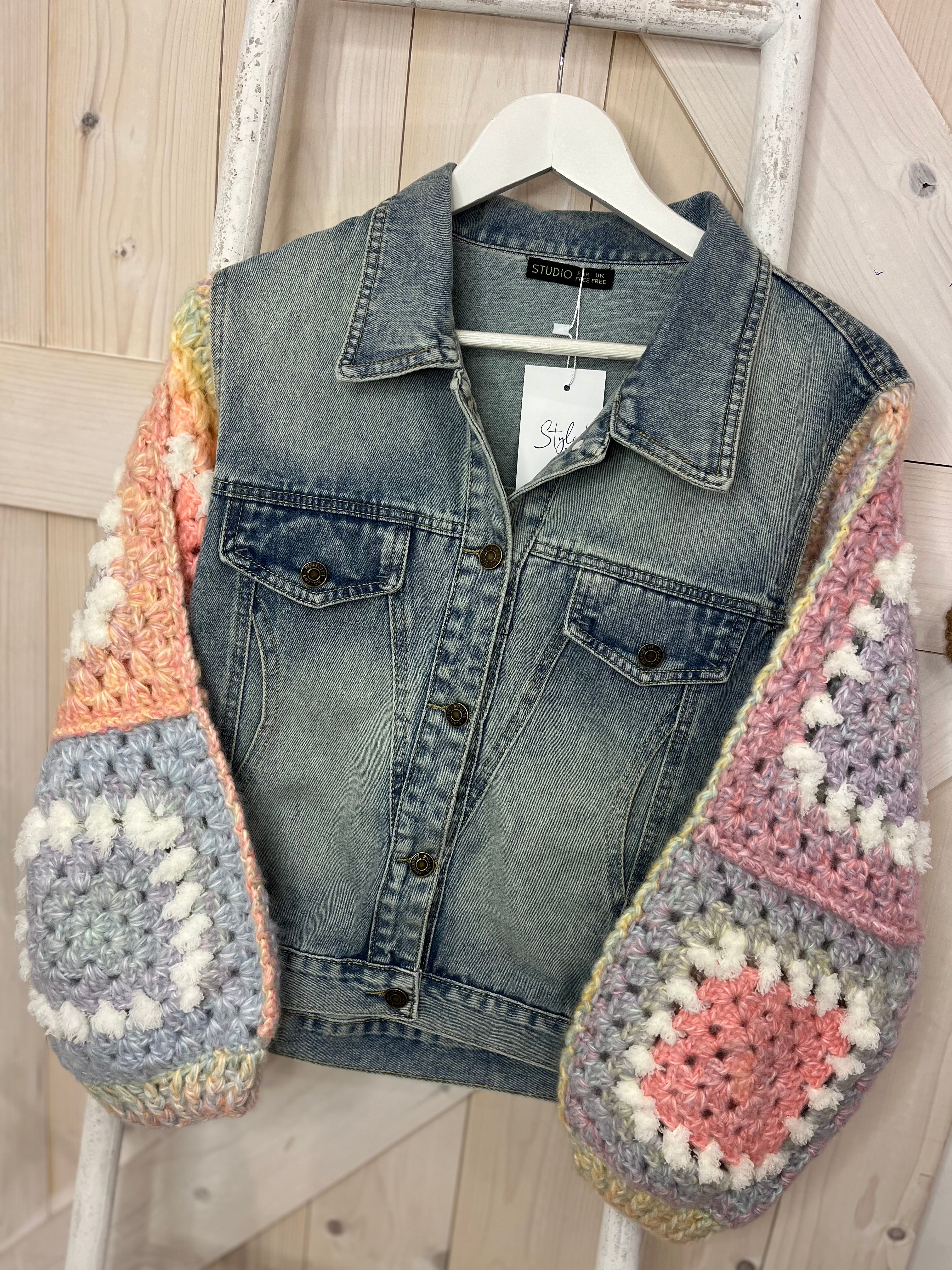 Ali Crochet Sleeve Denim Jacket