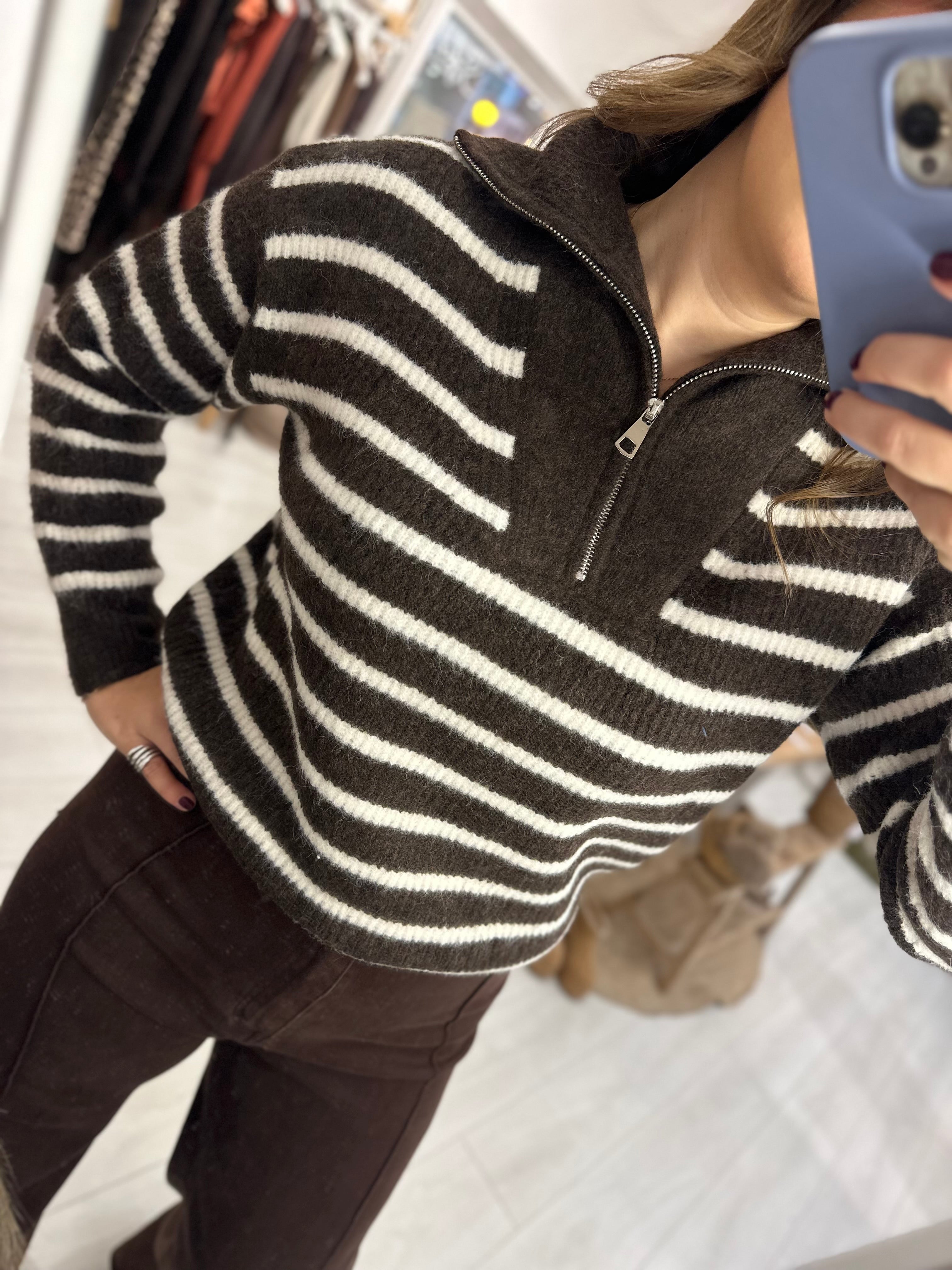 Wren Striped 1/4 Zip Jumper