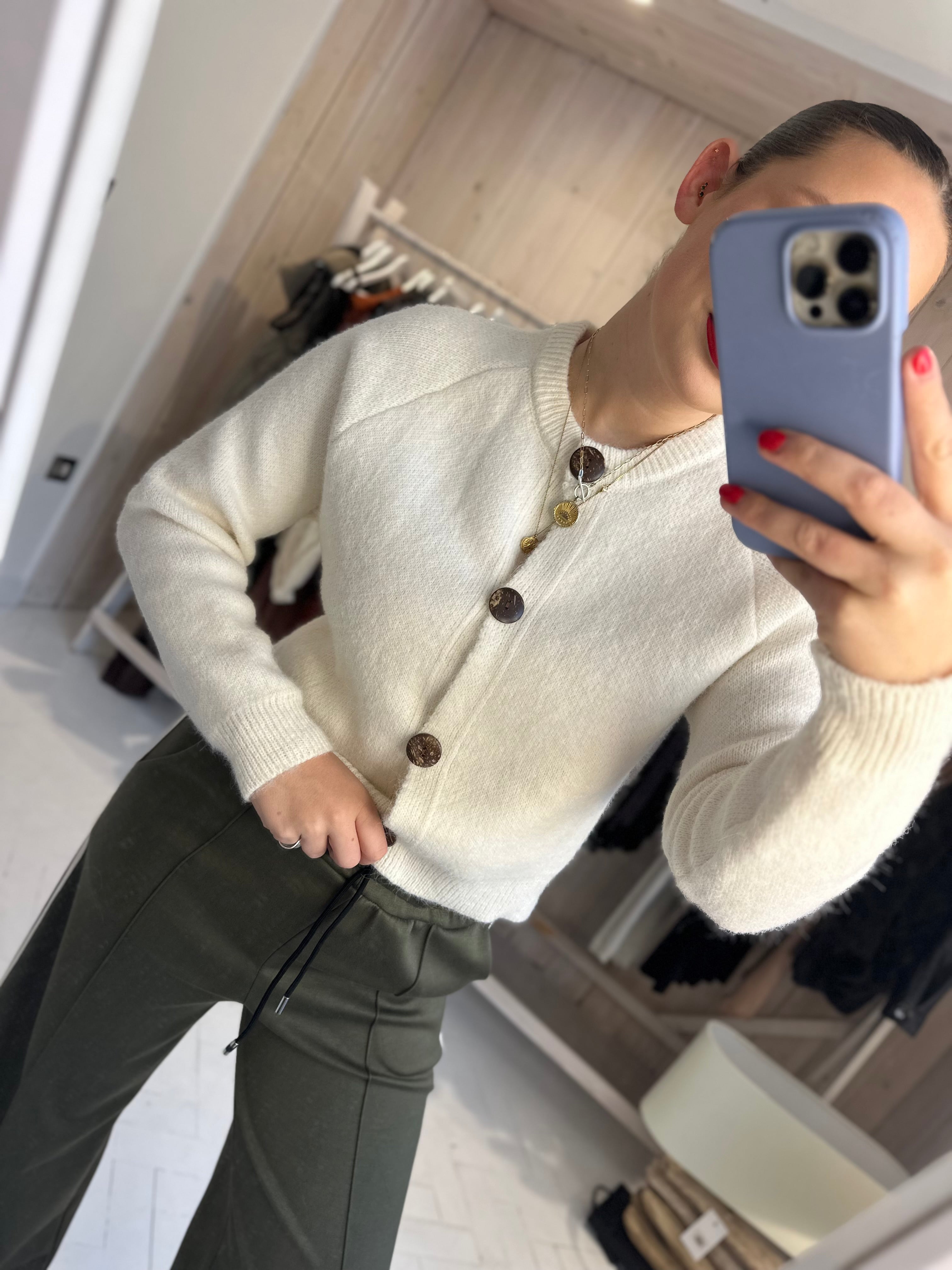 Brushed Knit Wool Blend Cardigan