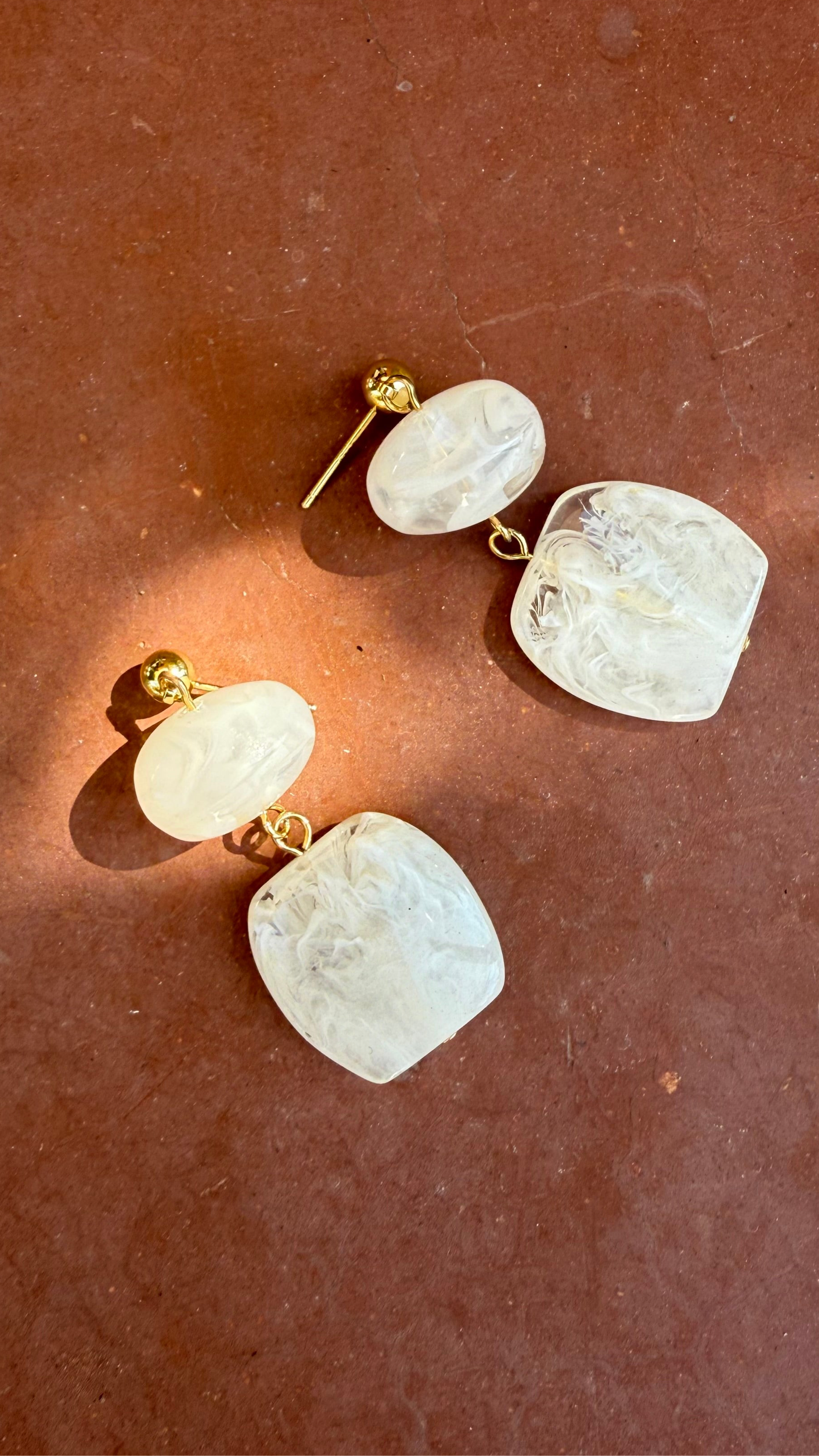 Laila White Resin Earrings