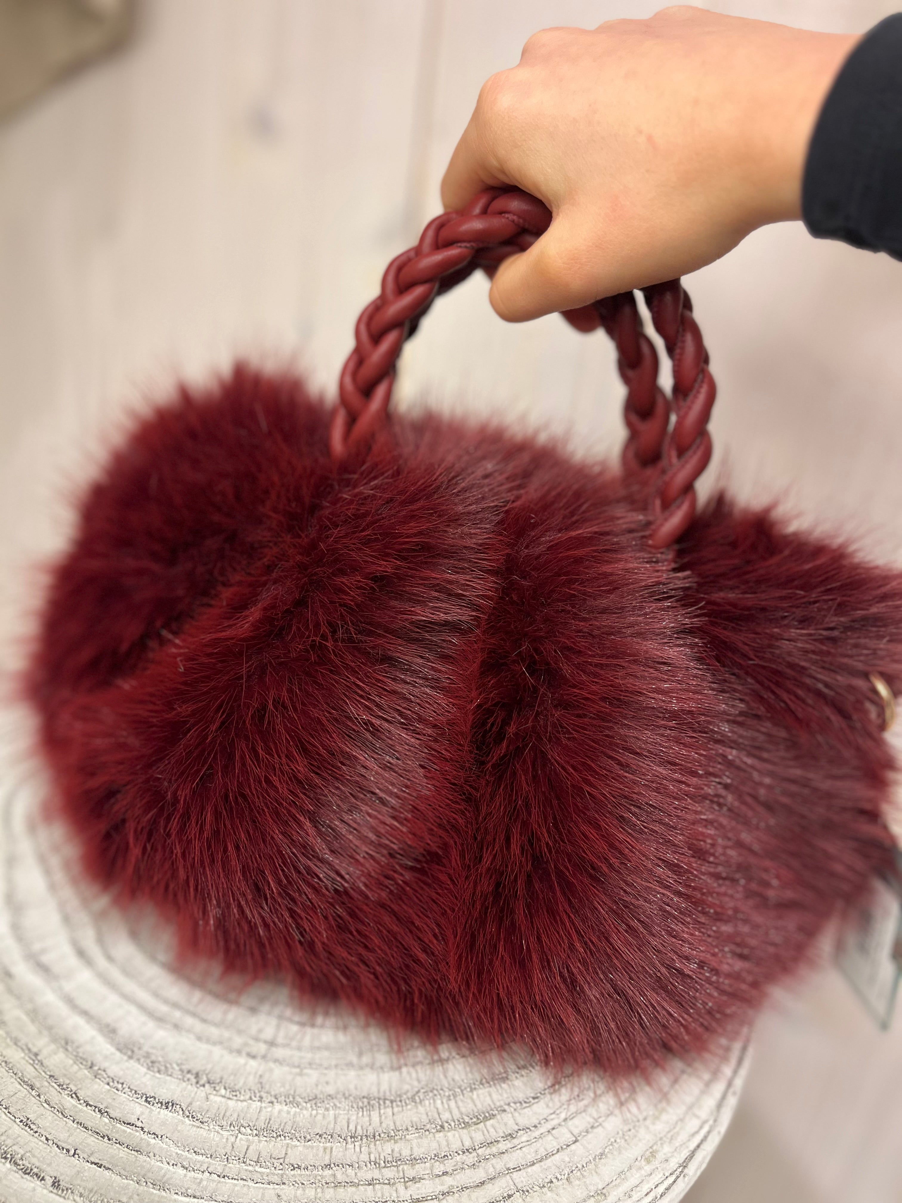 Faux Fur Chain Handbag