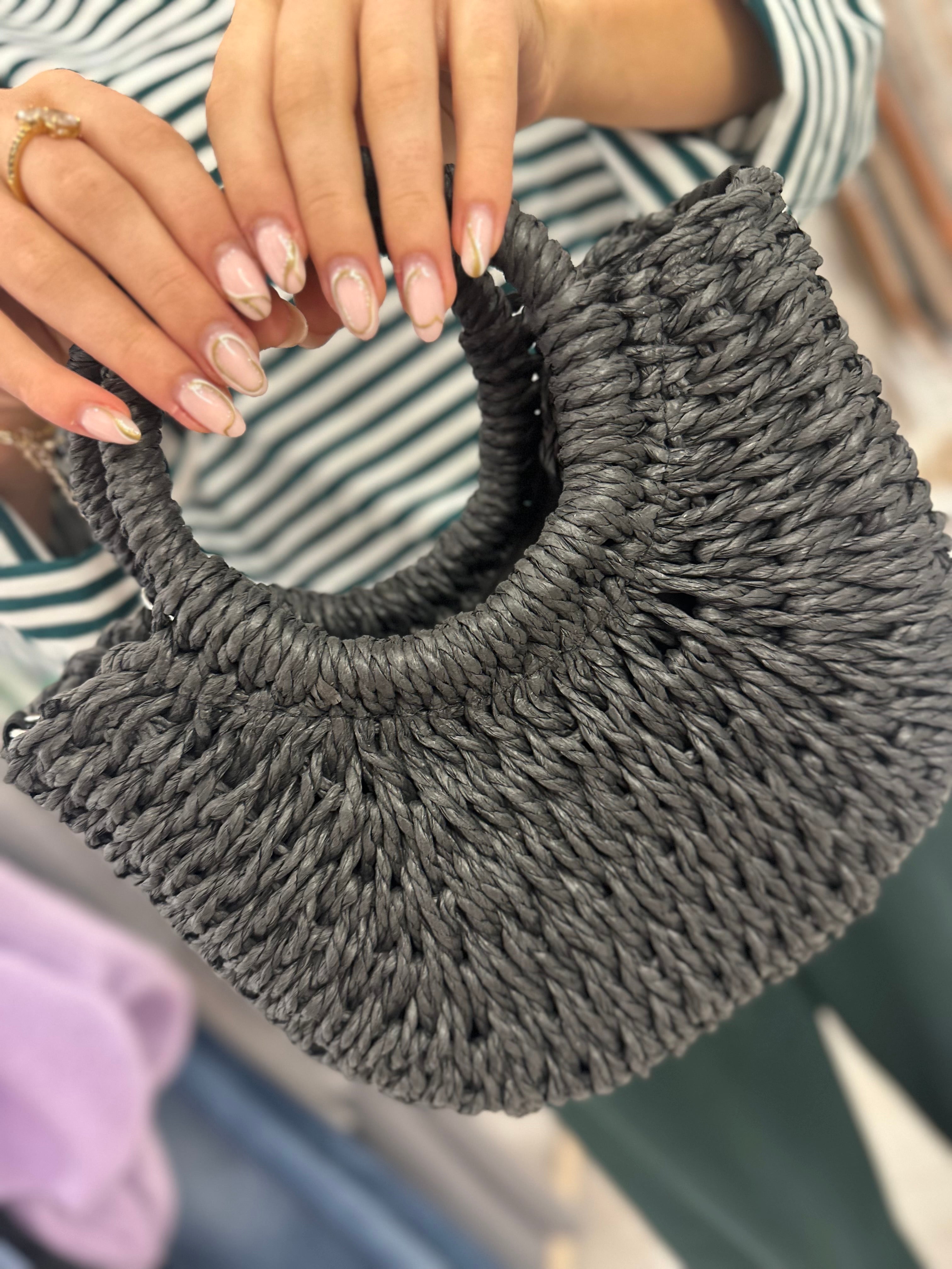 Straw Top Handle Bag