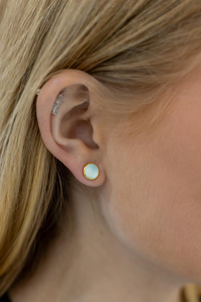 Stone Earring in Aqua Chalcedony