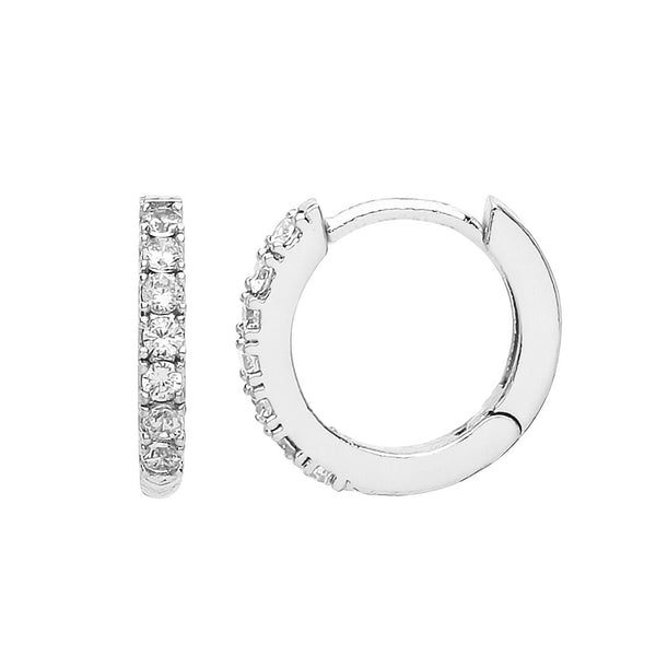 Hoop Earrings with White - Silver Plated