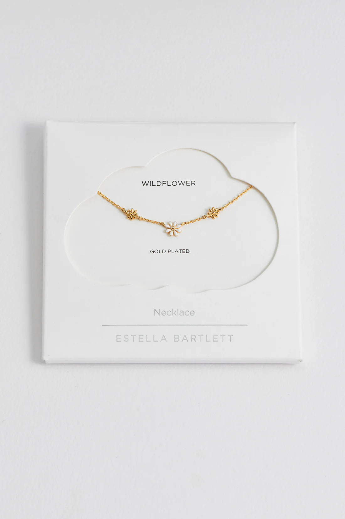 Triple Flower White Enamel Necklace