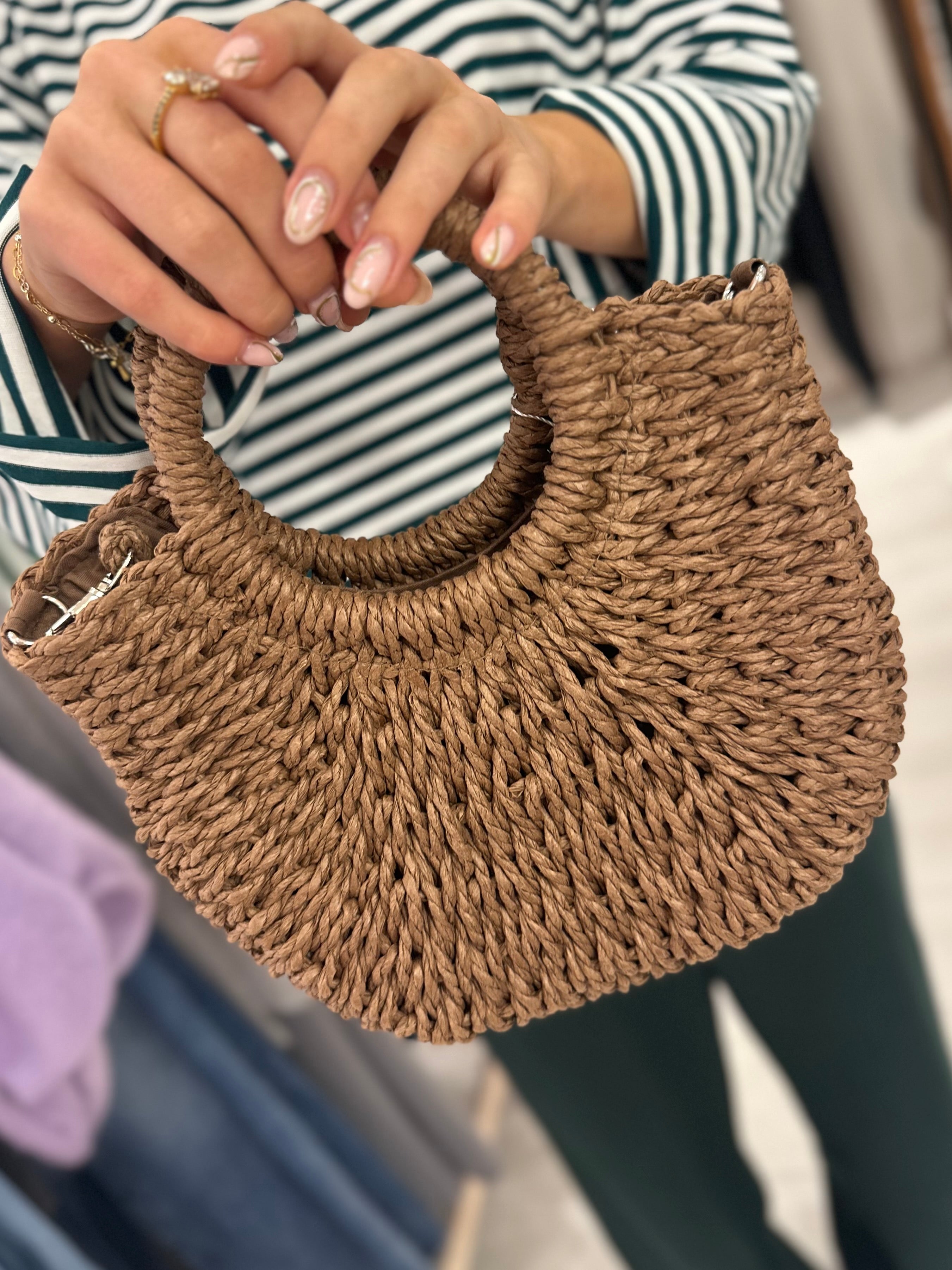 Straw Top Handle Bag