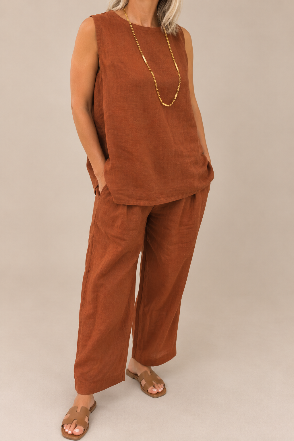 Bonnie Linen Button Back