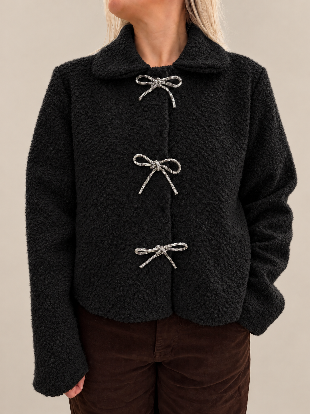 Diamanté Bow Boucle Jacket