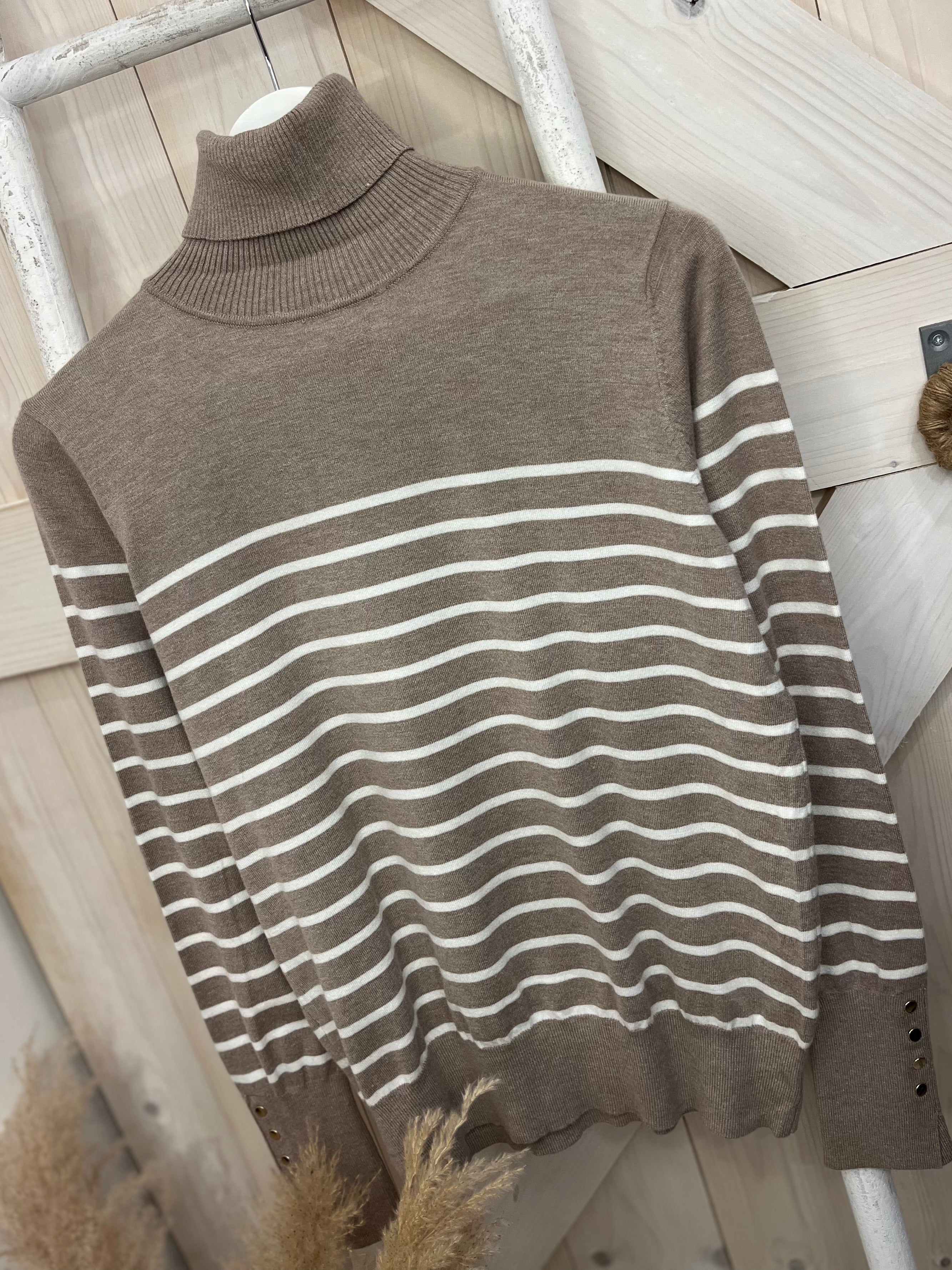Elsie Striped High Neck Top