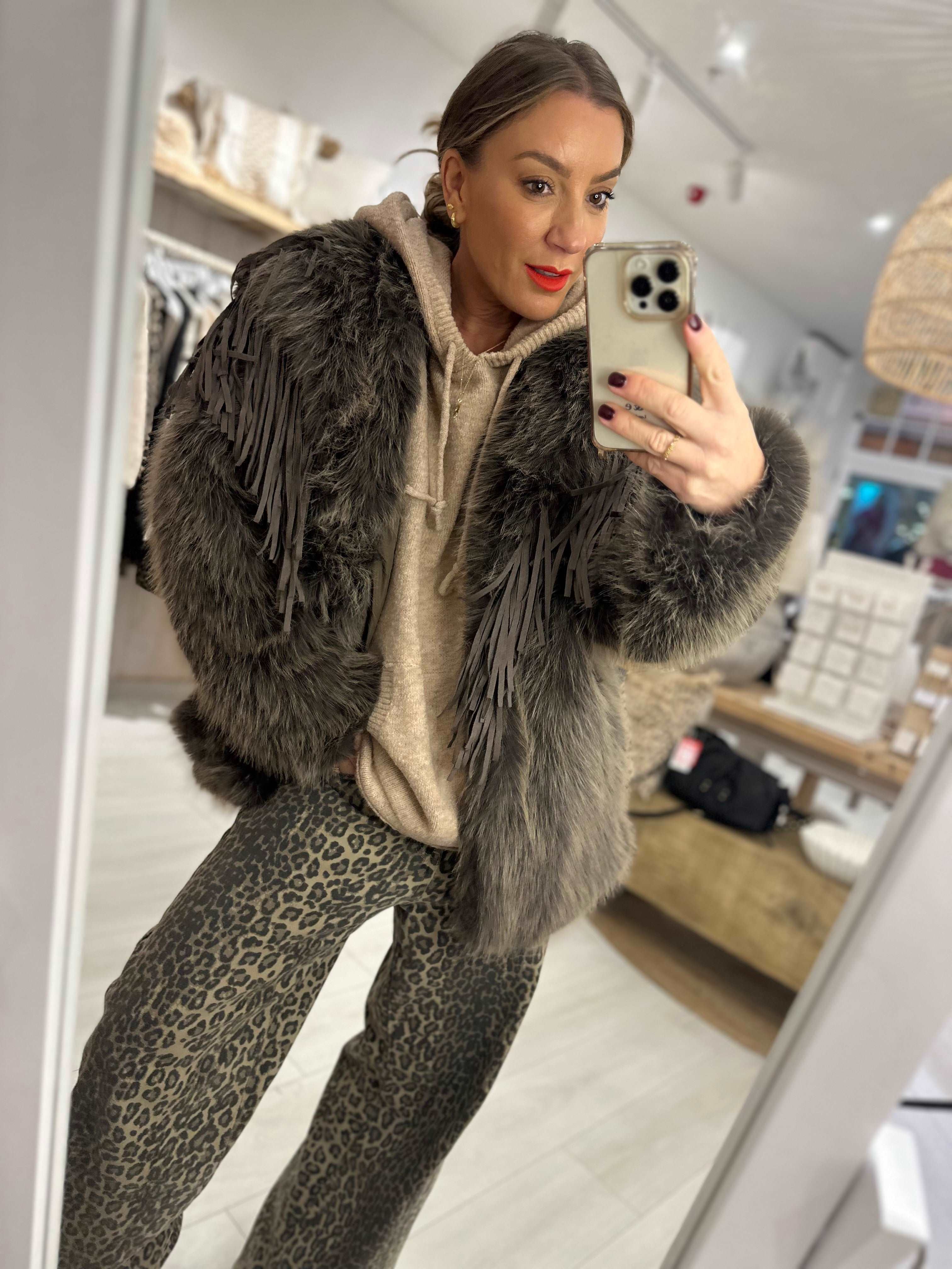 Hermione Faux Fur Tassel Coat