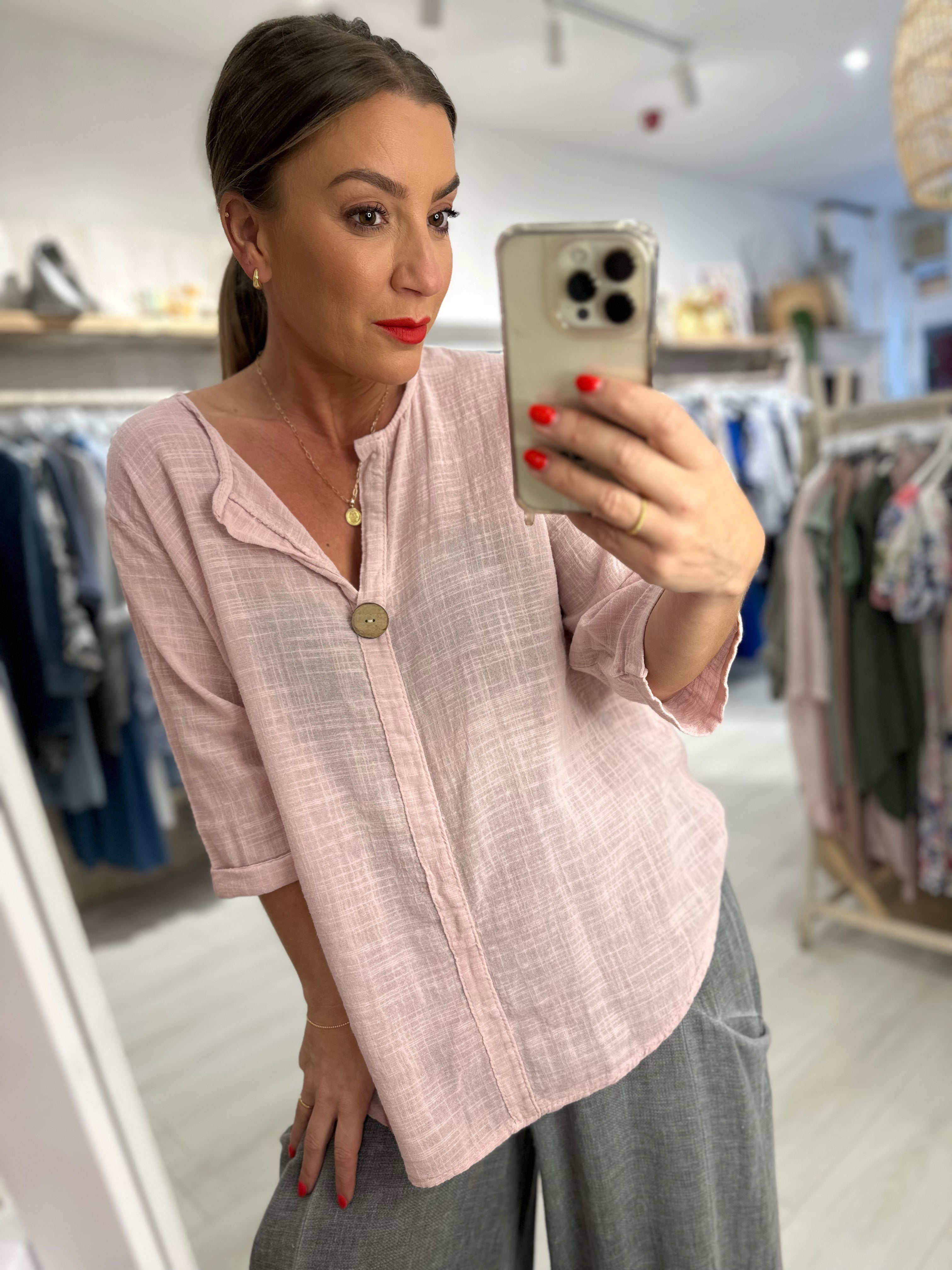 Heidi Button Front Top