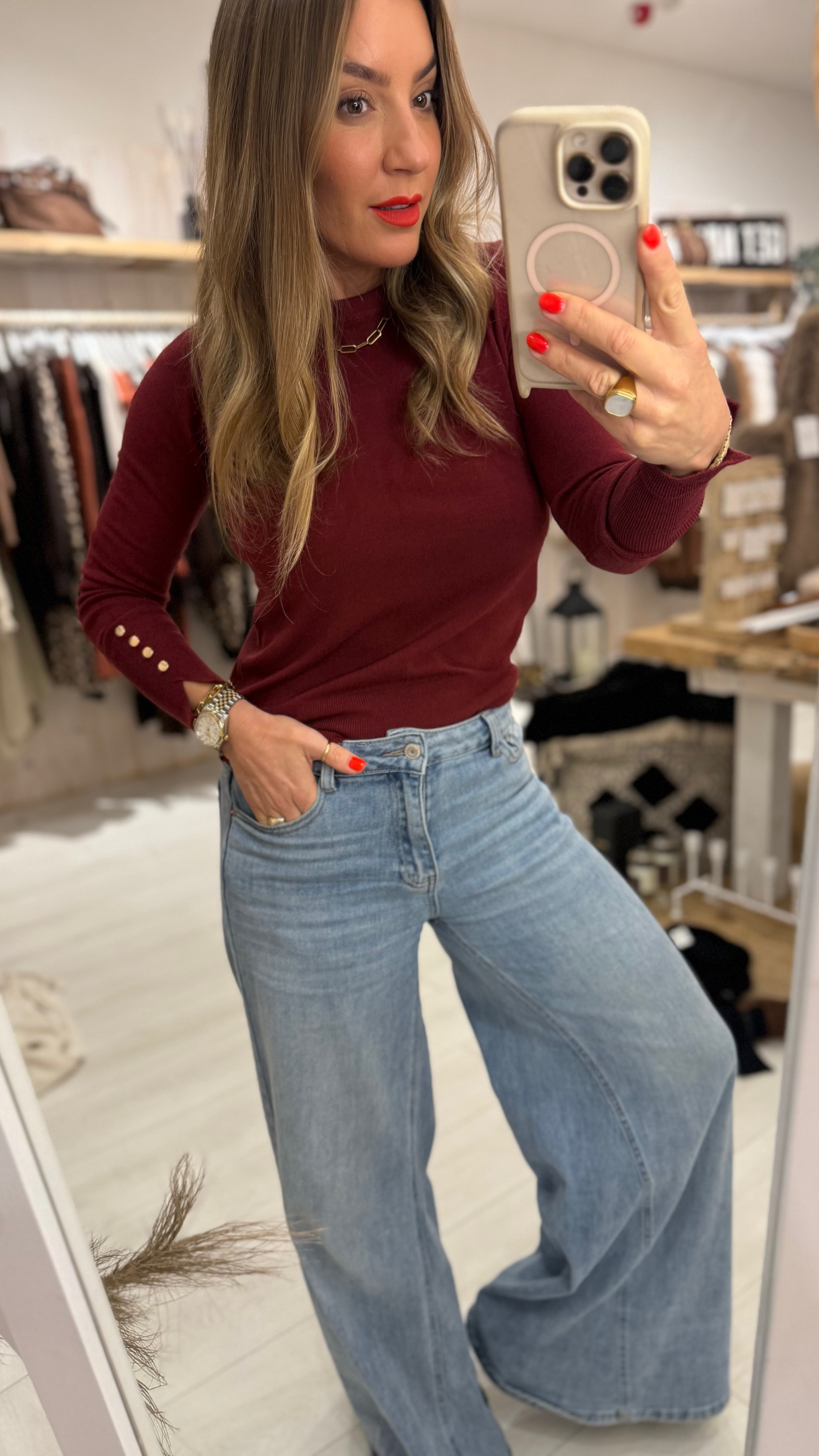 Elsie Gold Button Knit