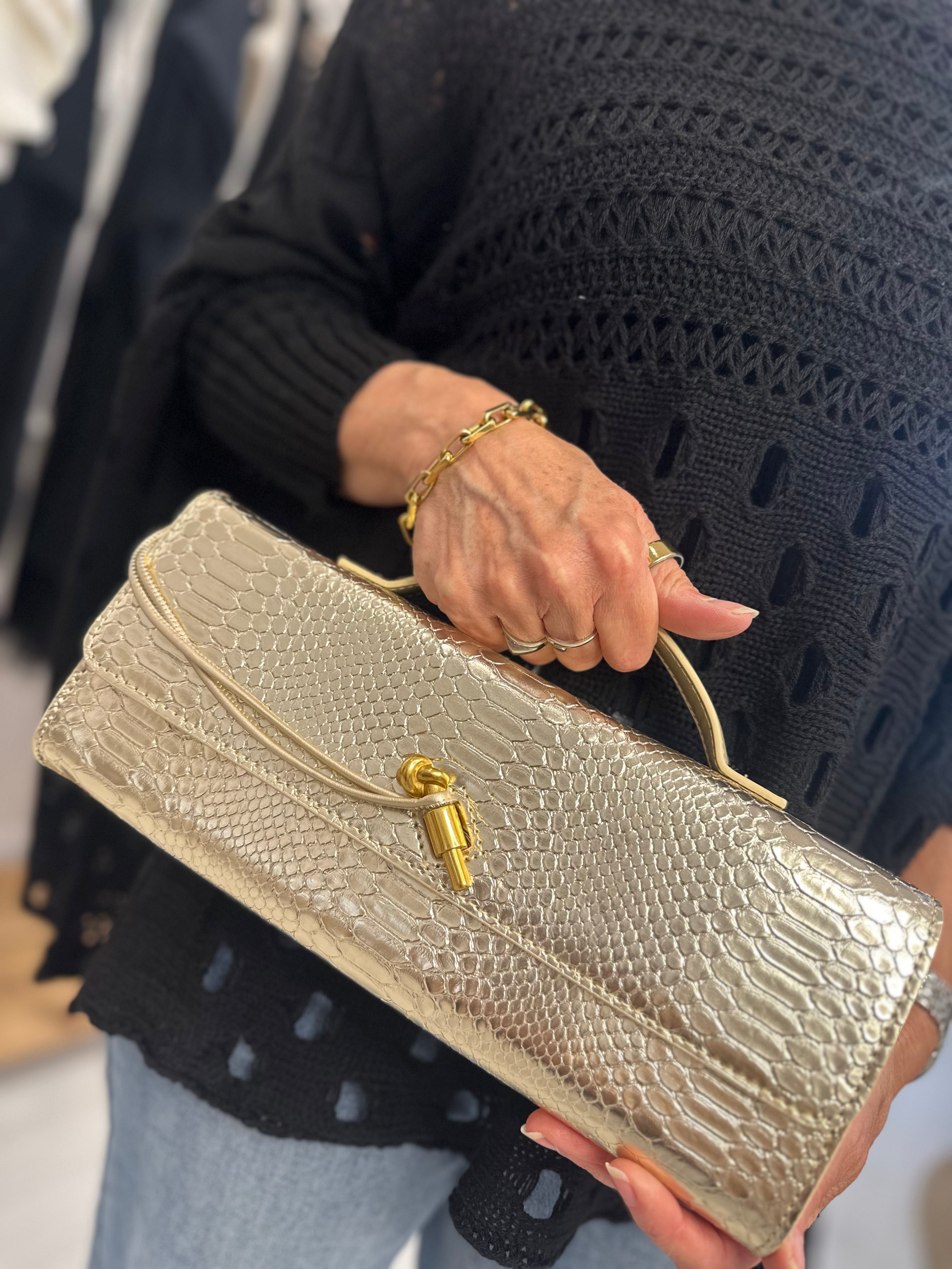 Faux Croc Envelope Clutch