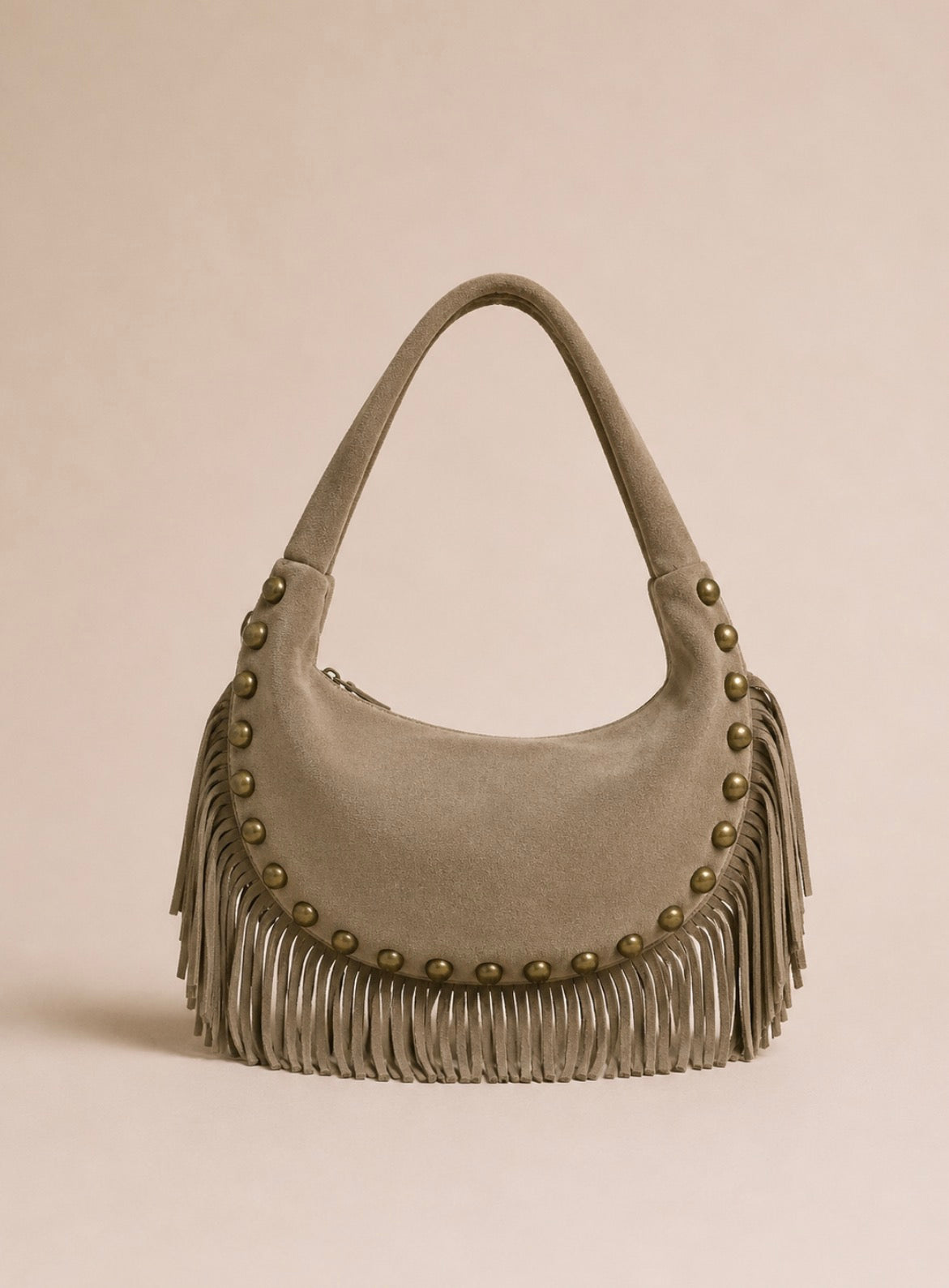 Monica Studded Half Moon Bag