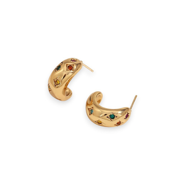 Colourful diamond inset hoops