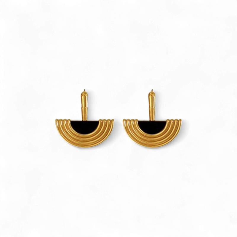 Ridged Semi Circle Drop Earring