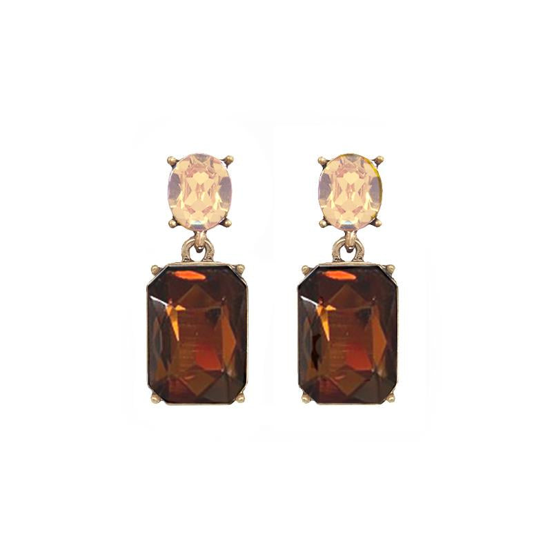 Oval Twin Gem Earring - Ginger & Amber