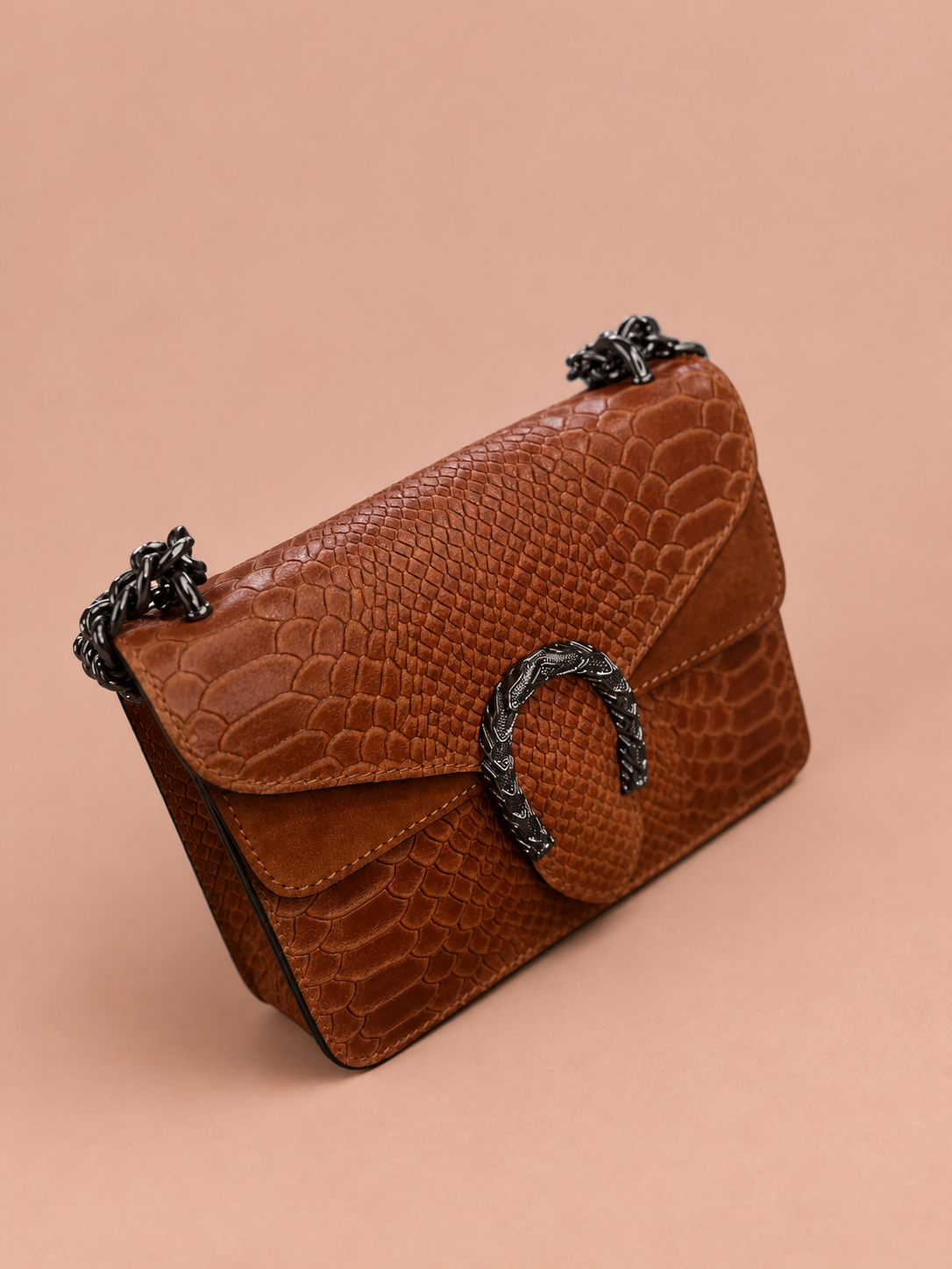 Silver Horseshoe Croc Cross Body Bag