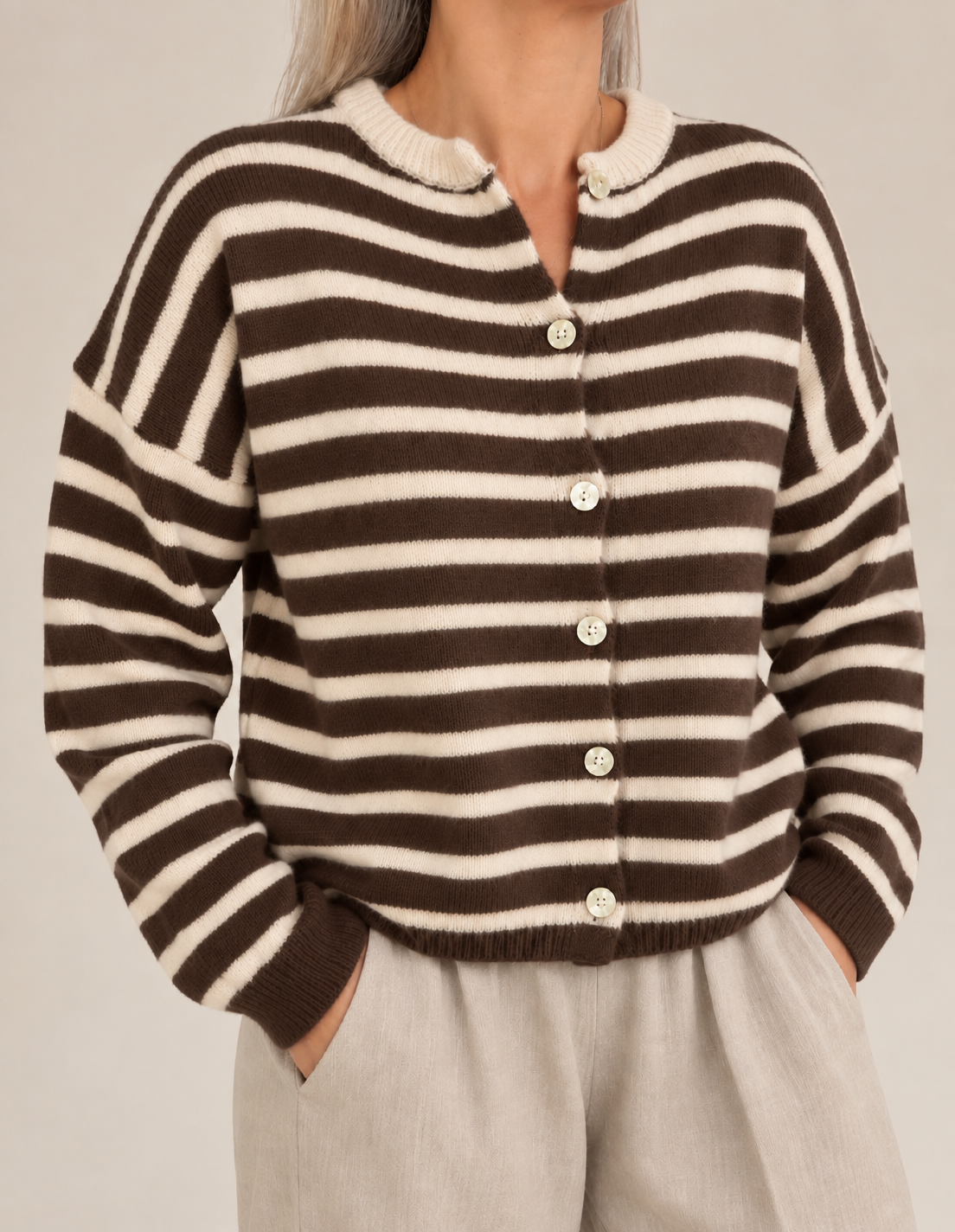 Alfie Alpaca Striped Cardigan