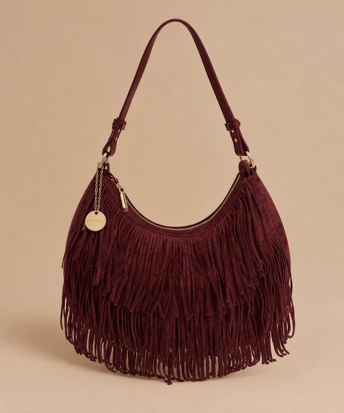 Faux Suede Half Moon Bag