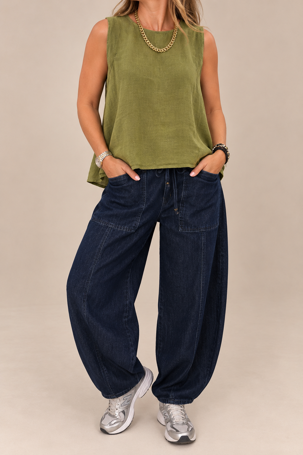 Bonnie Linen Button Back