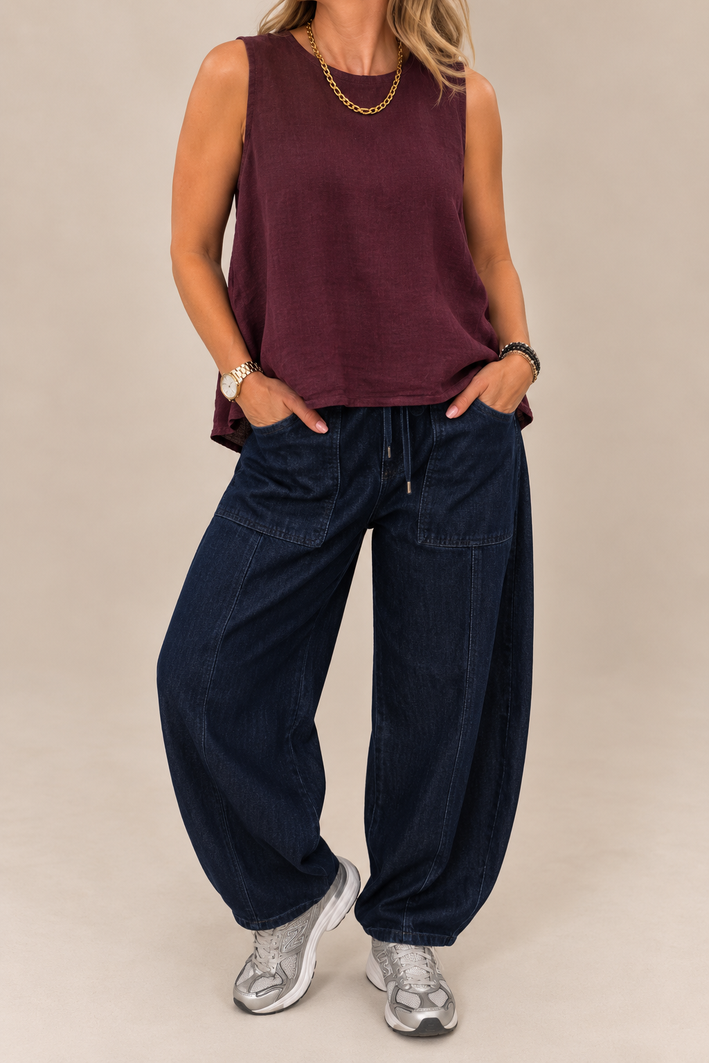 Bonnie Linen Button Back