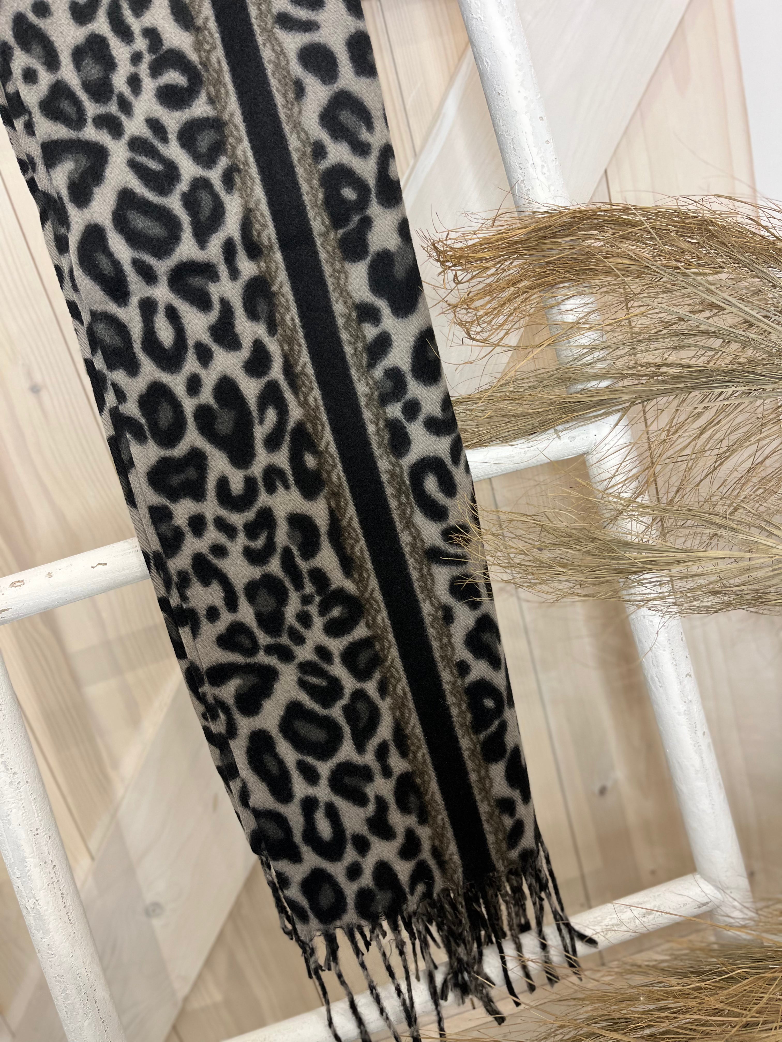 Bordered Leopard Scarf