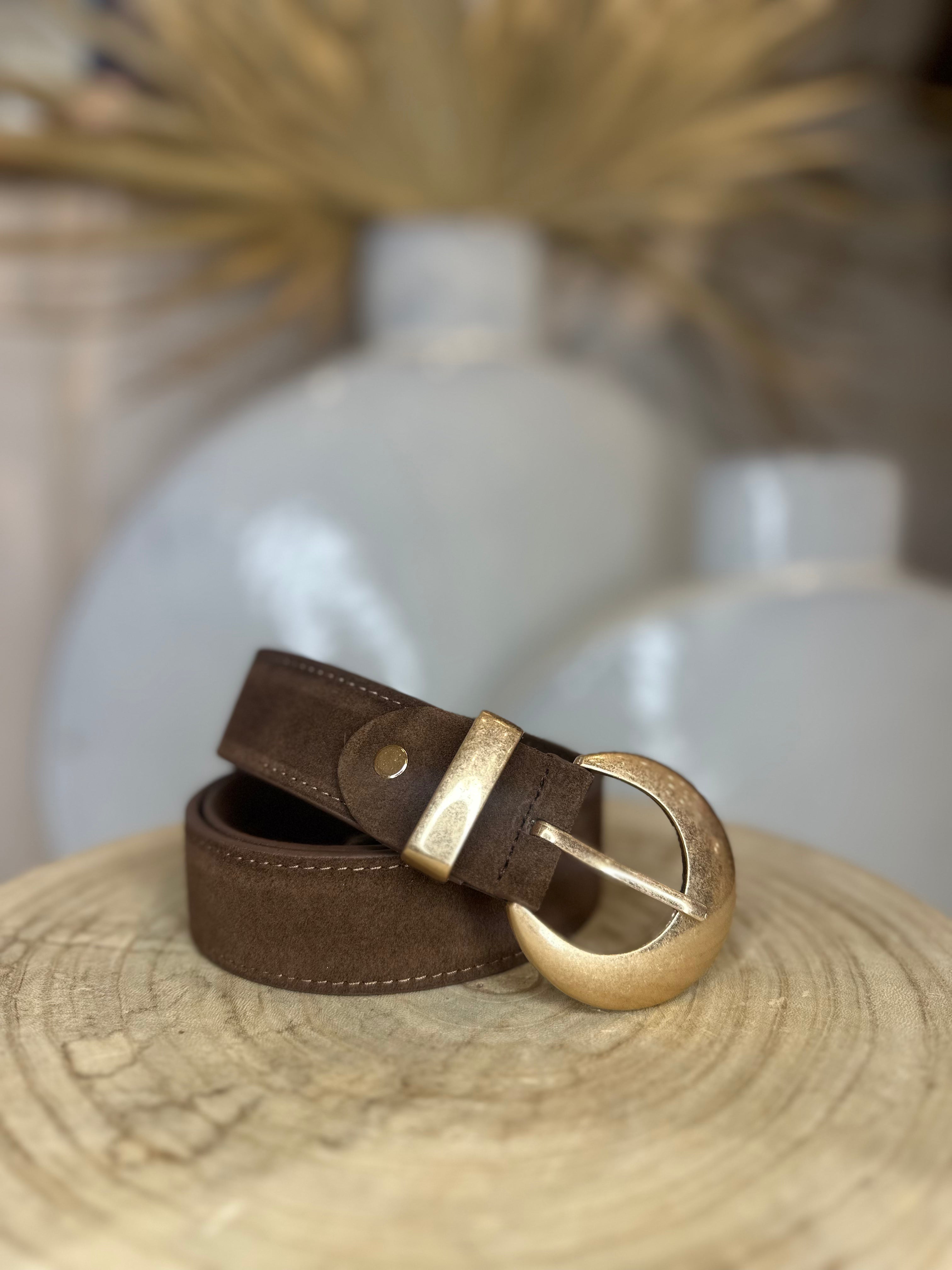Chunky Buckle Suede Belt