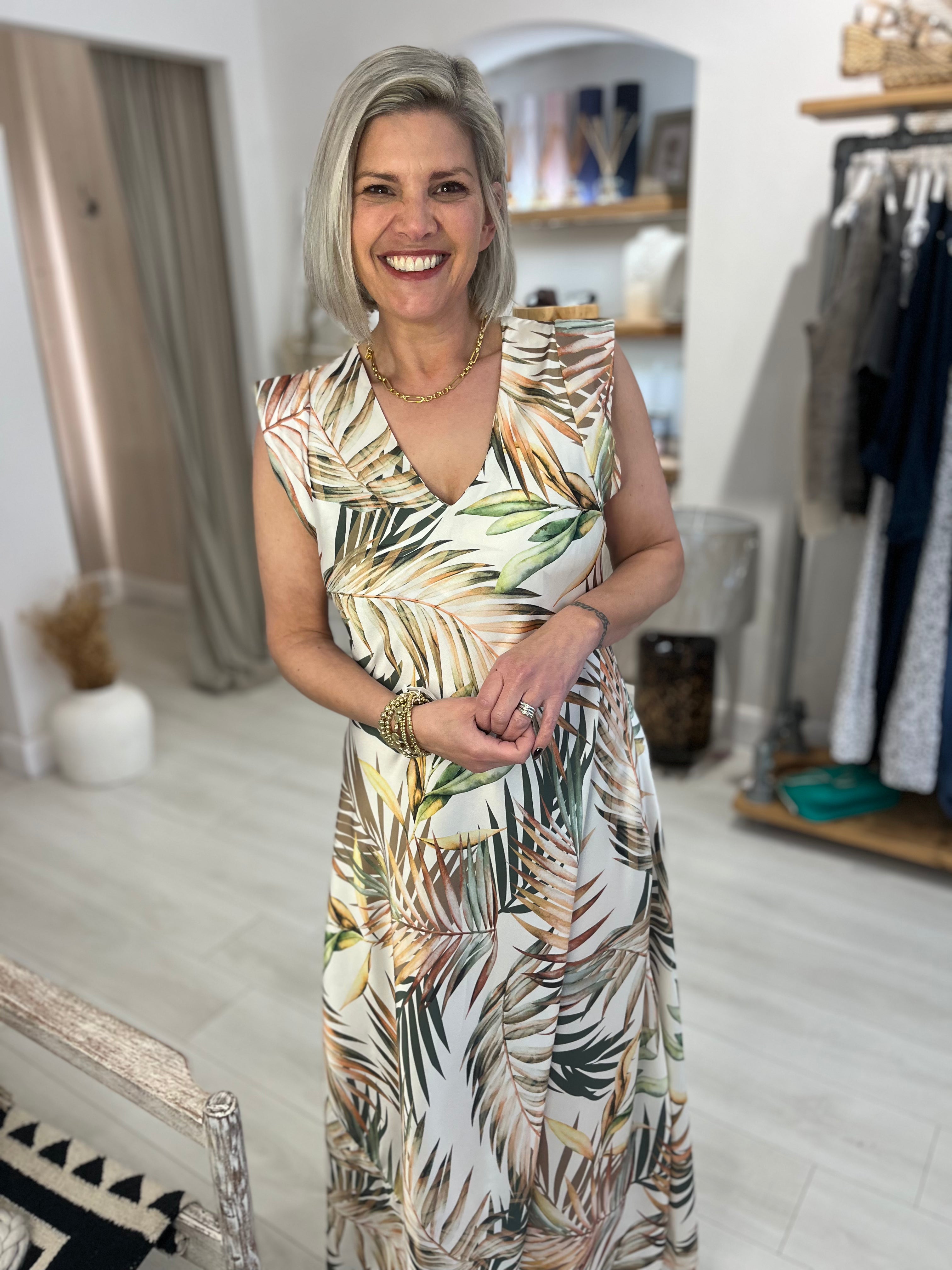 Palma Print Sleeveless Dress