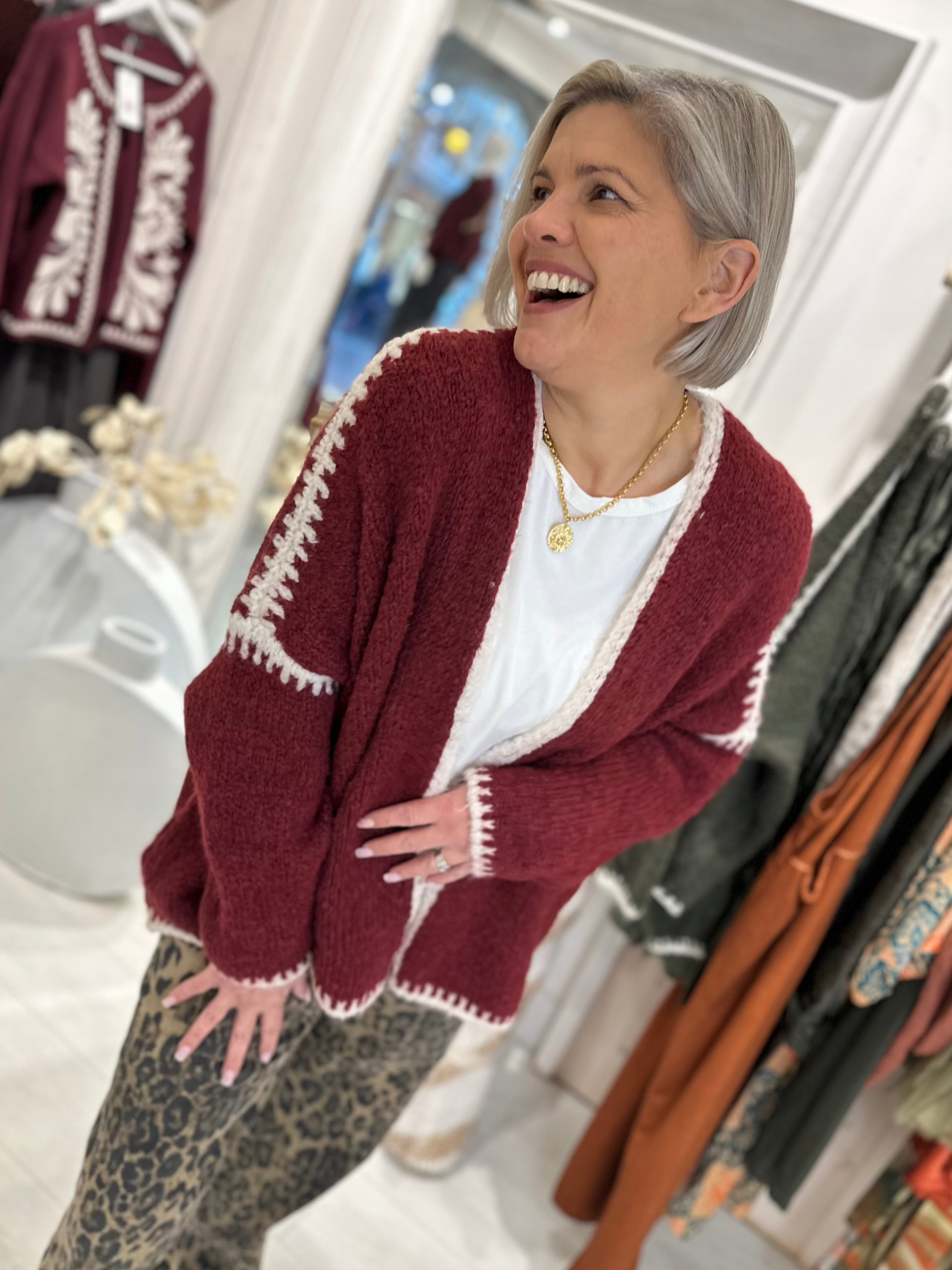 Contrast Trim Open Cardigan
