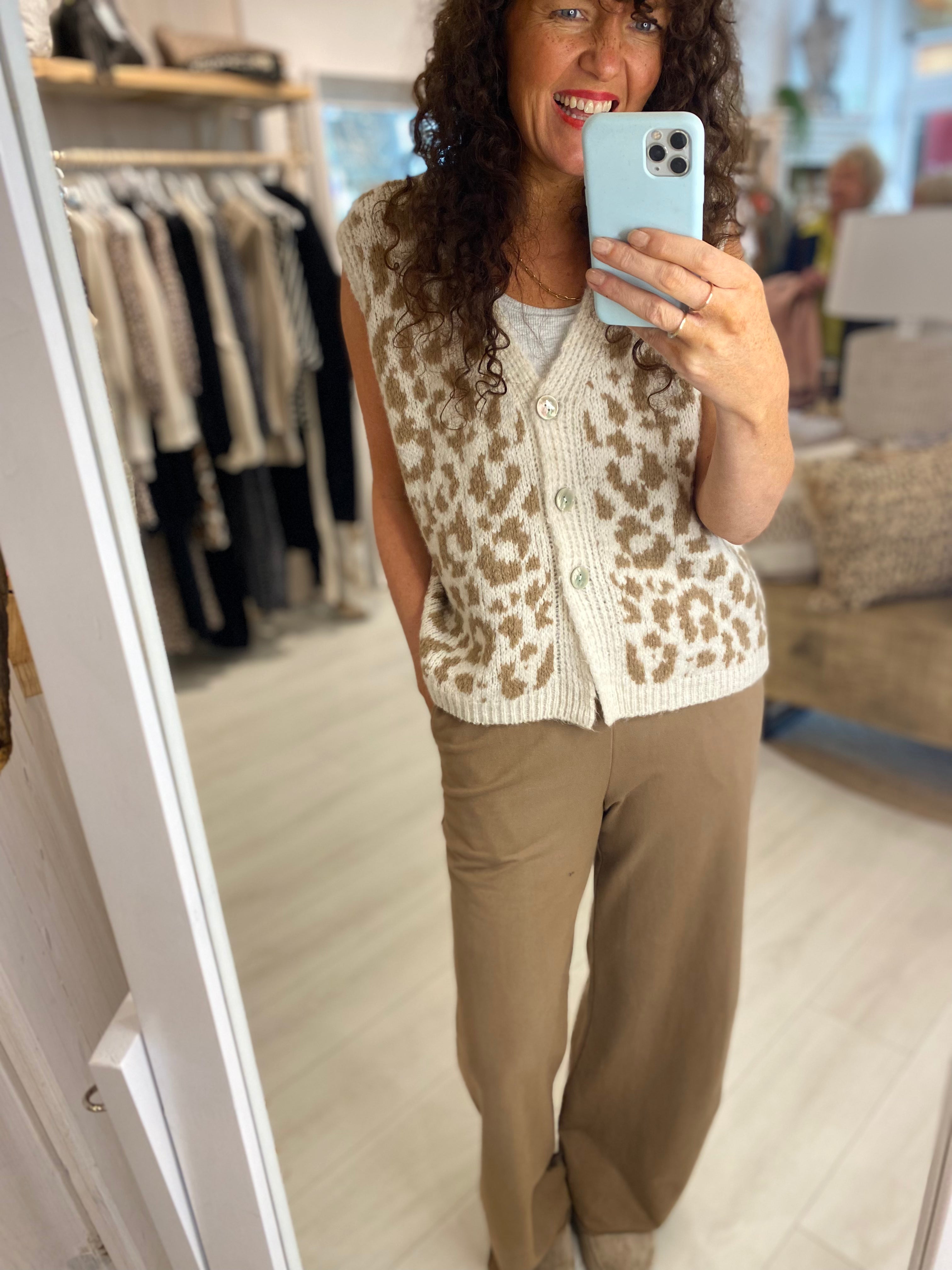 Lucy Leopard Knit Waistcoat